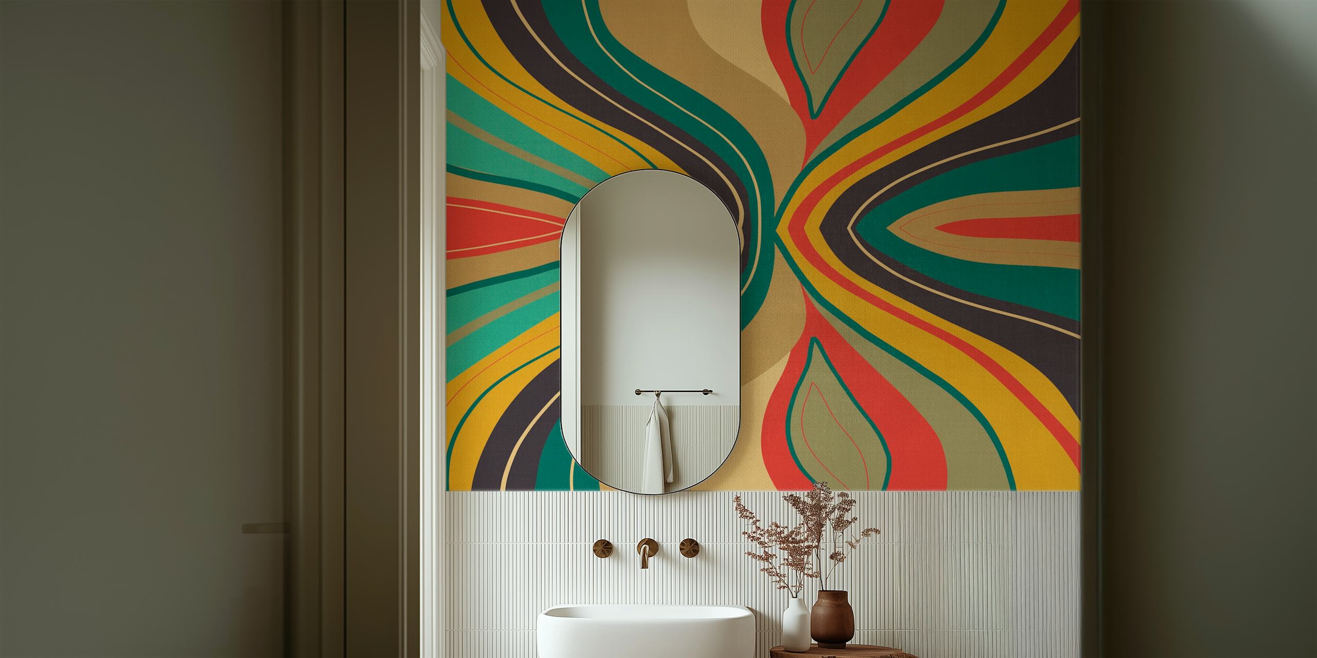 Psychedelic colorful love papel pintado en una habitación