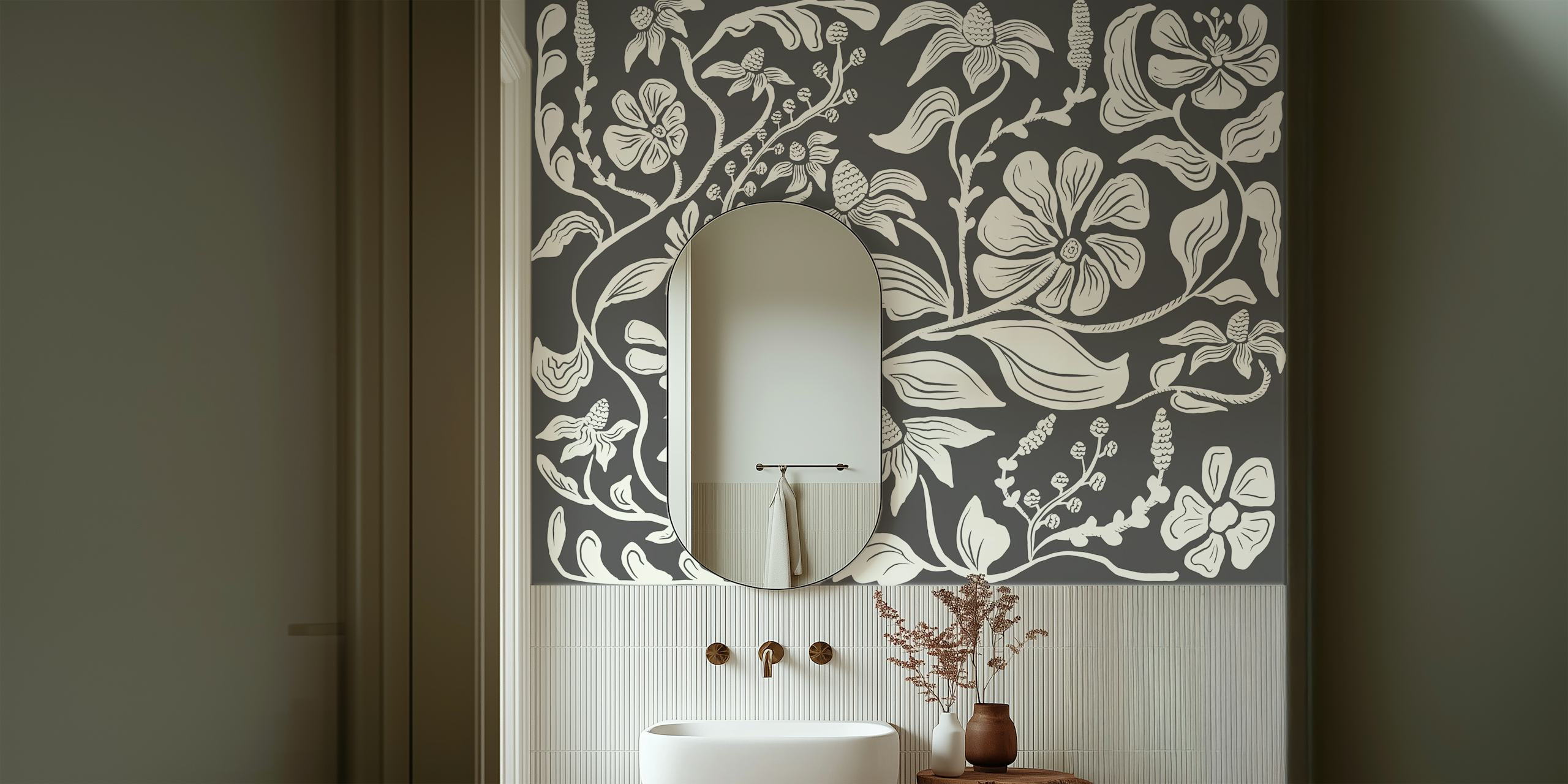 Chic floral wallpaper w stylowym pokoju