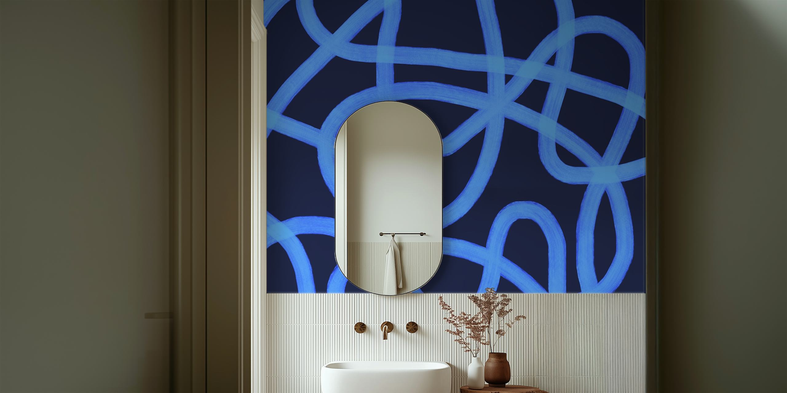 Ταπετσαρία Electric Blue Swirls σε ένα δωμάτιο