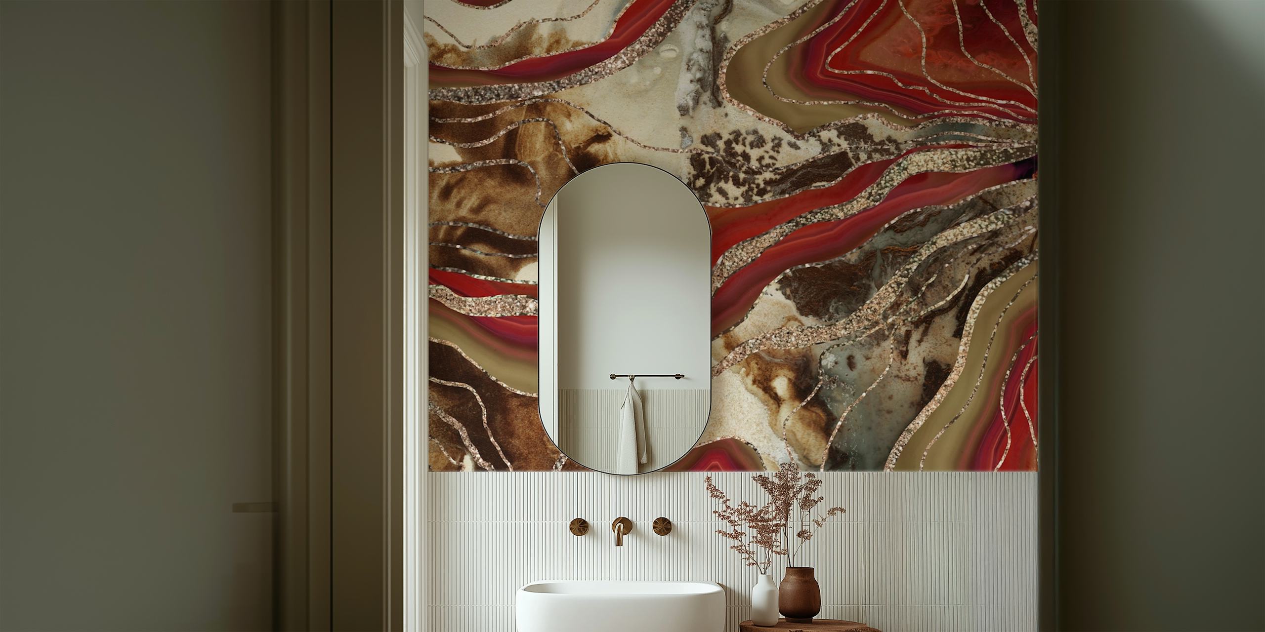 papel pintado Liquid Marble Agate Glam en una habitación