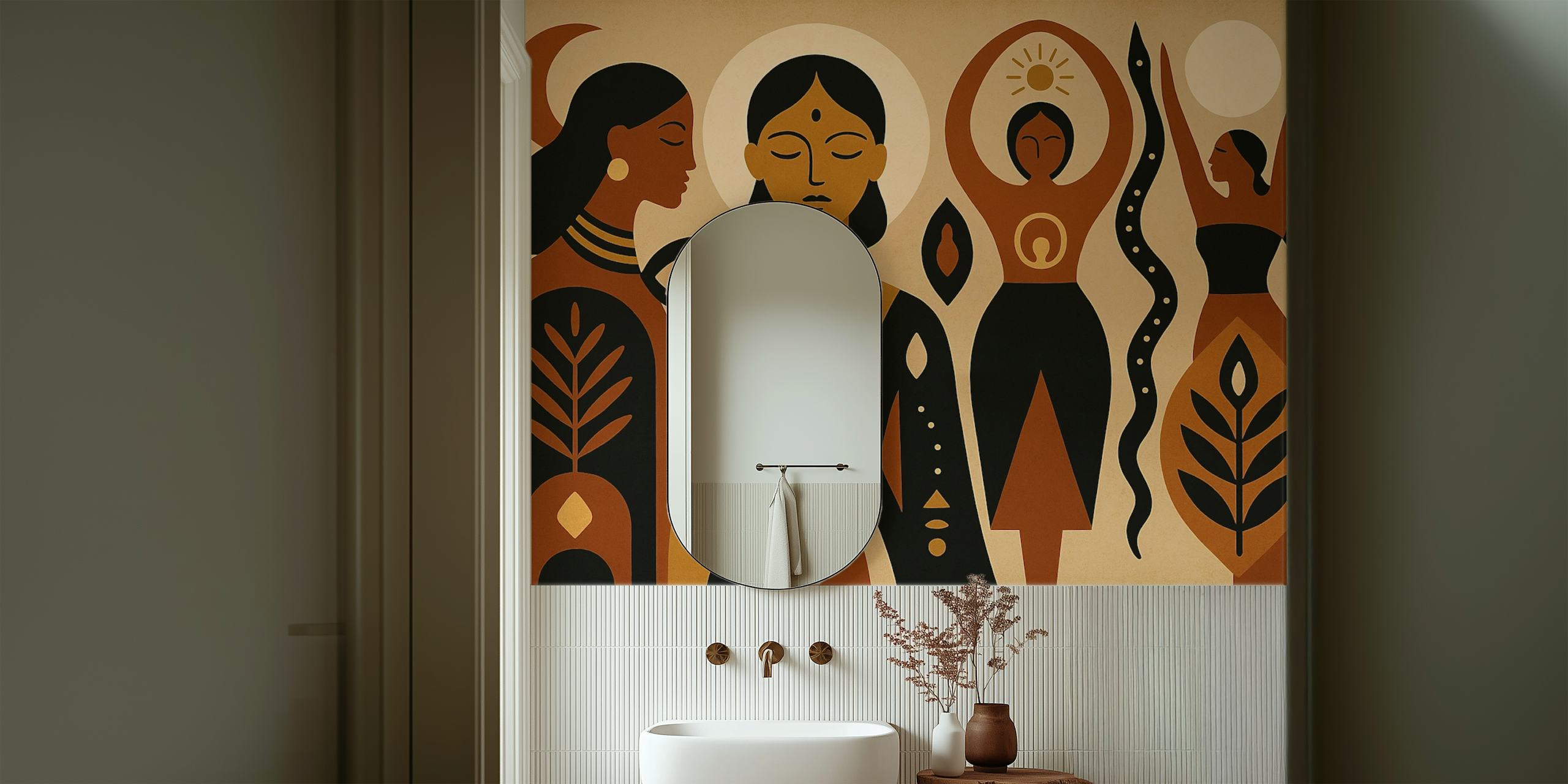 Sacred Feminine Symbols papel de parede em um quarto