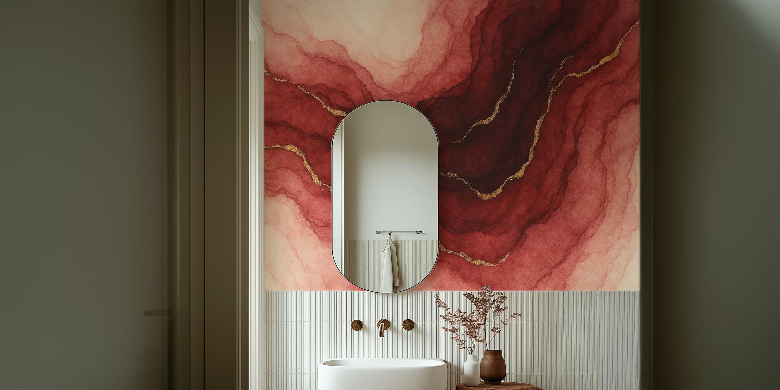 Tapeta Garnet Bloom w stylowym pokoju