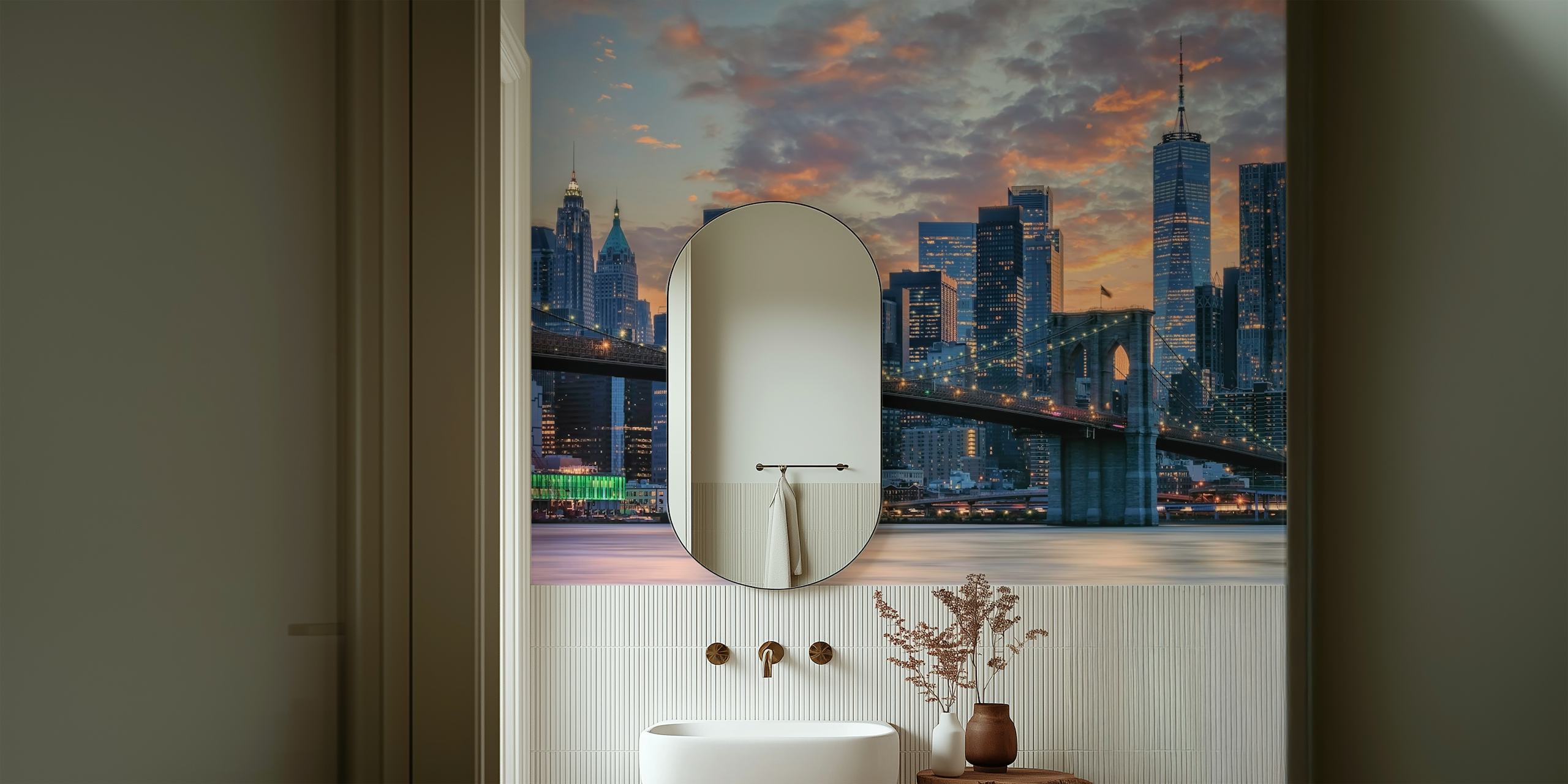 Tapeta New York Sunset Serenity w pokoju