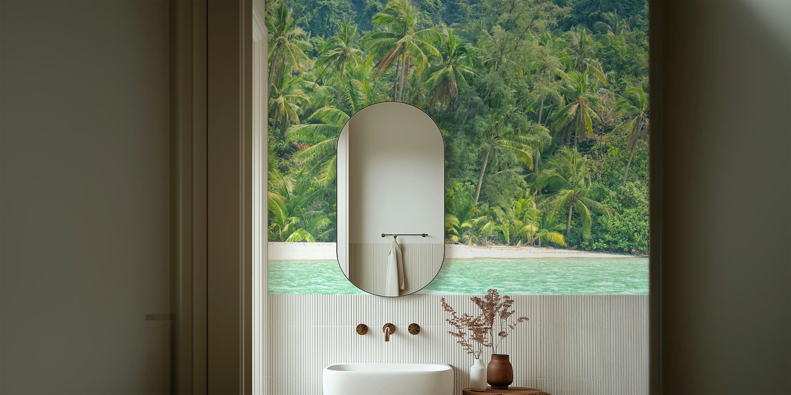 Serene Beachfront Forest tapetdesign