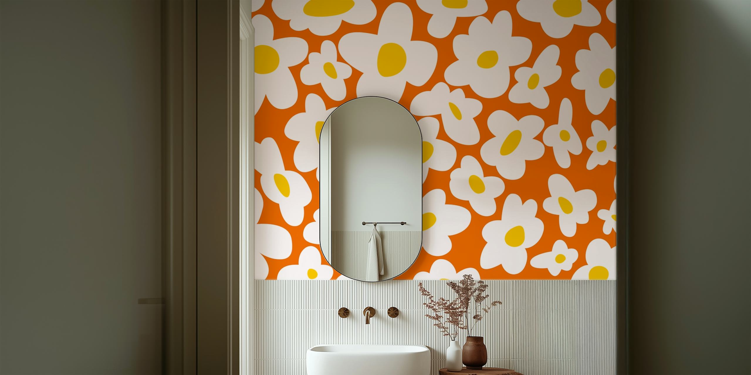 Papel tapiz Groovy Seventies Daisy Parade en una habitación