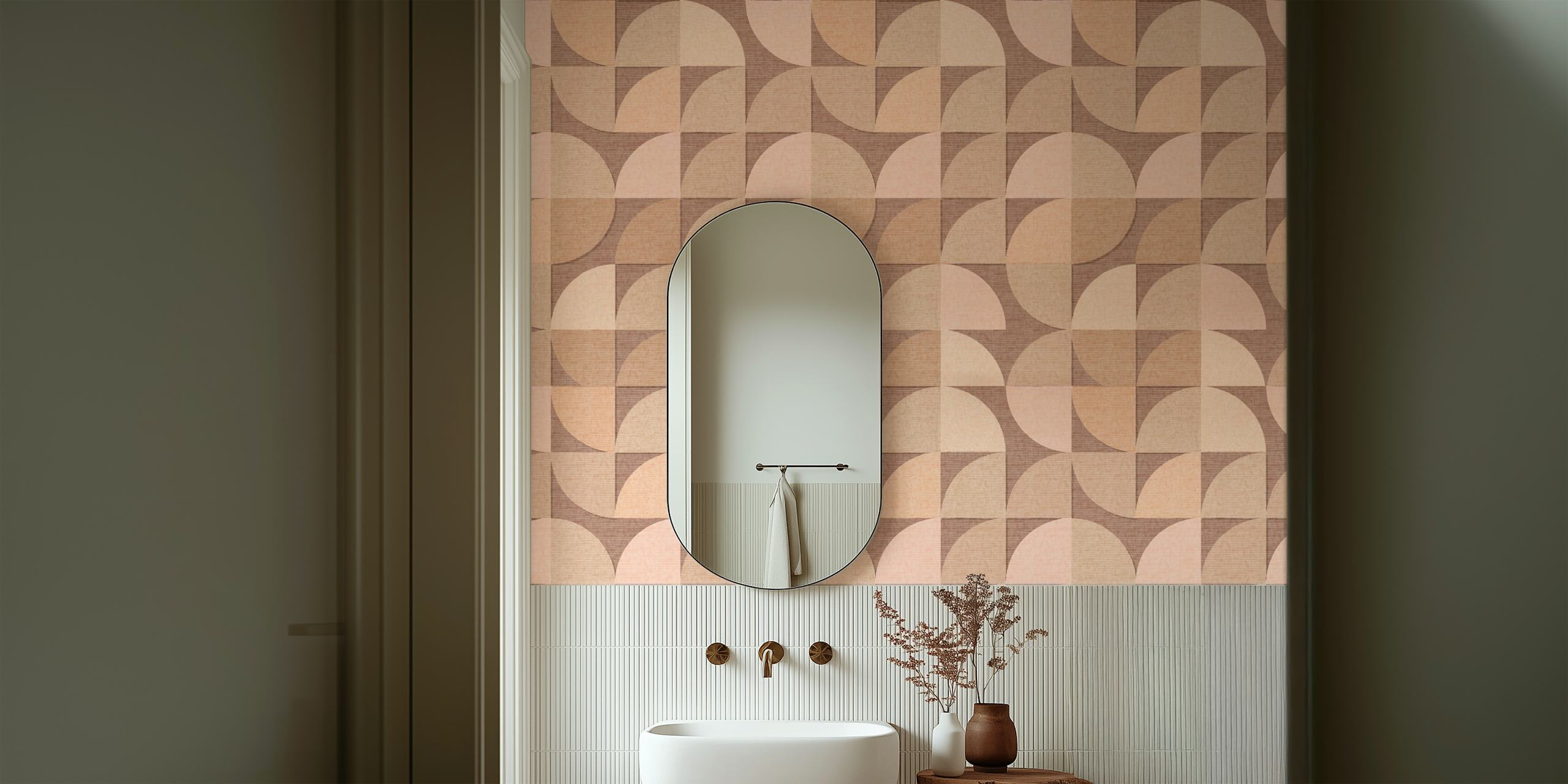 Mid century retro geometry wallpaper in a room