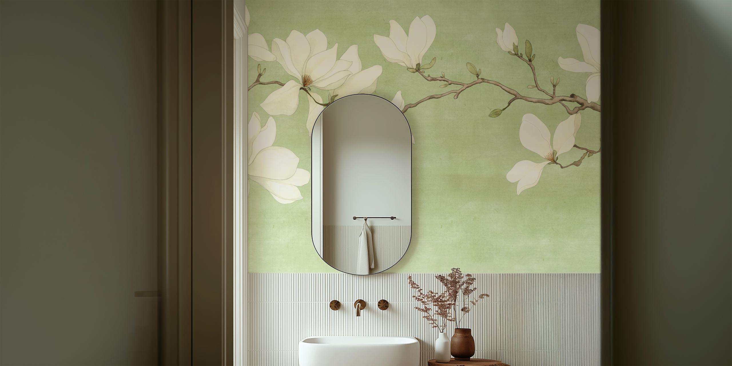 Magnolia tapetdesign i ett rum