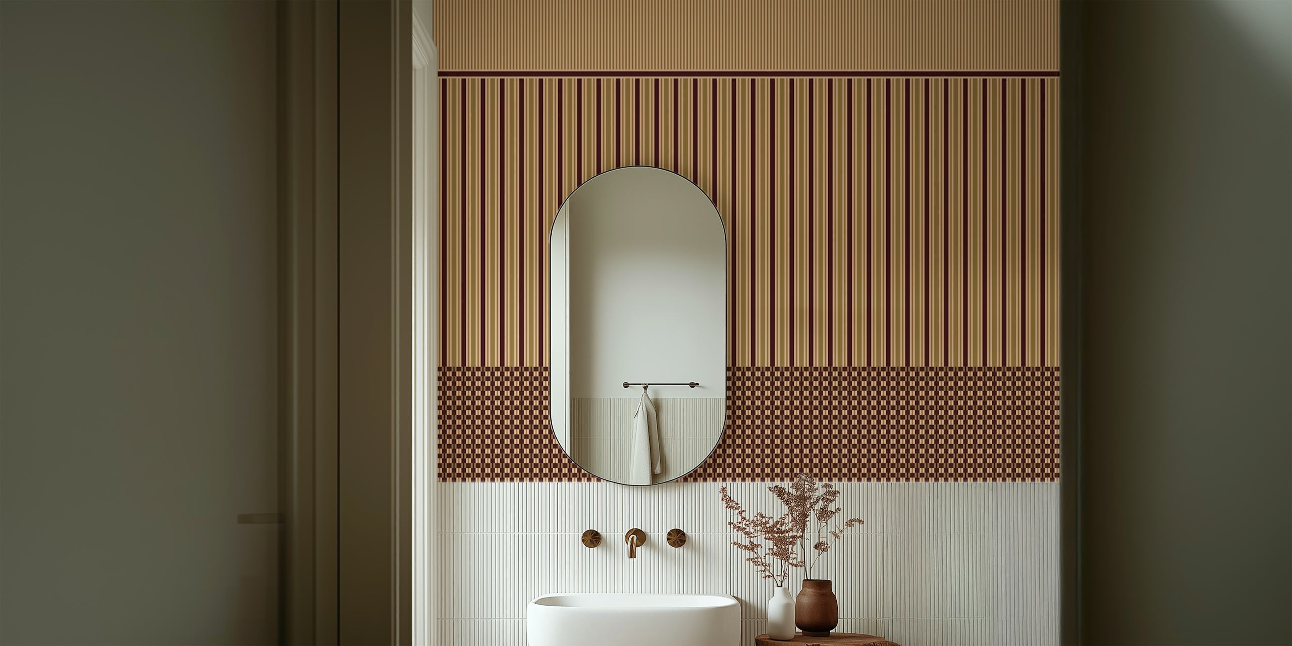 Ταπετσαρία Heritage panel stripes σε ένα δωμάτιο