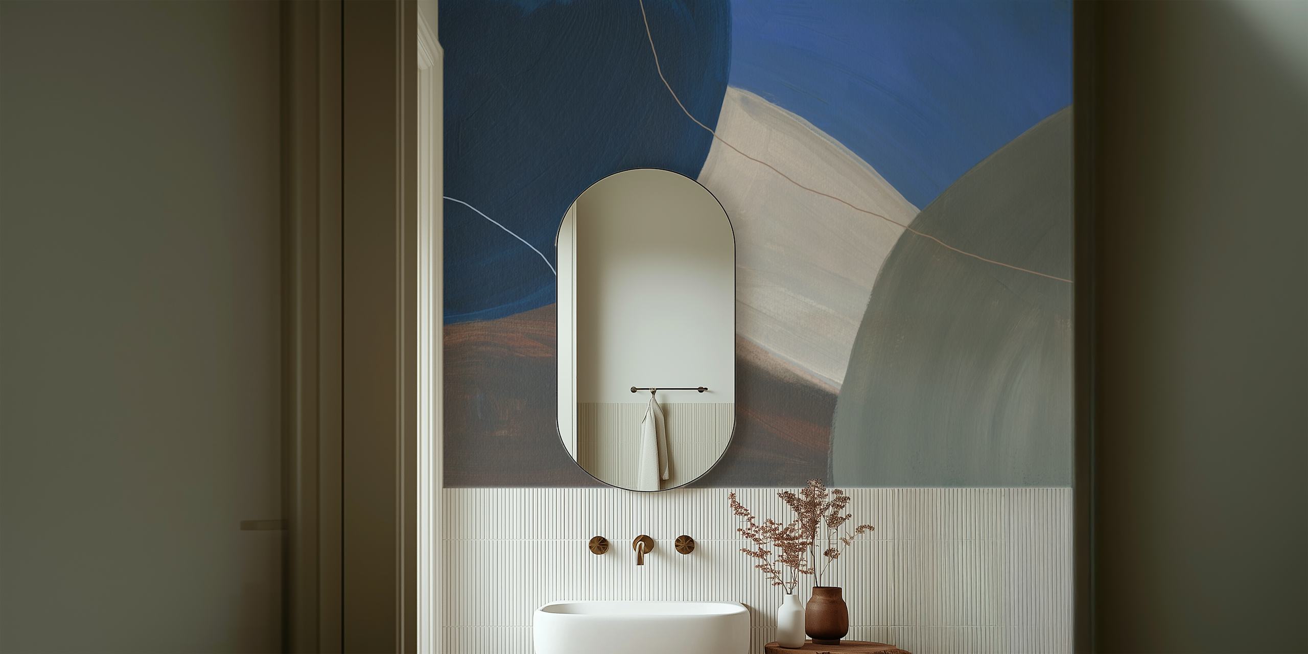 Blue and Brown Shapes tapet i ett rum