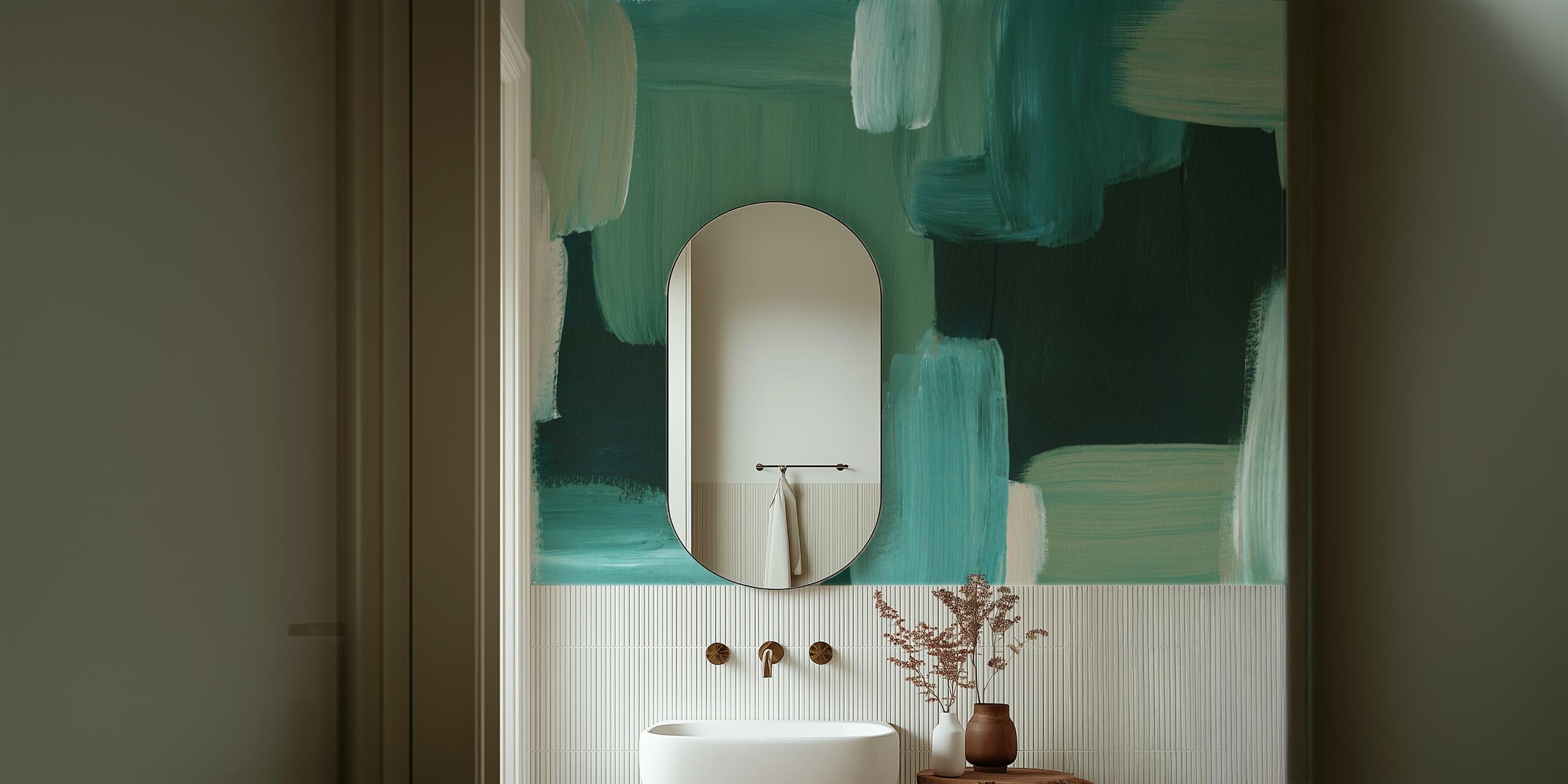Tapeta Tranquil Green Shades w pokoju