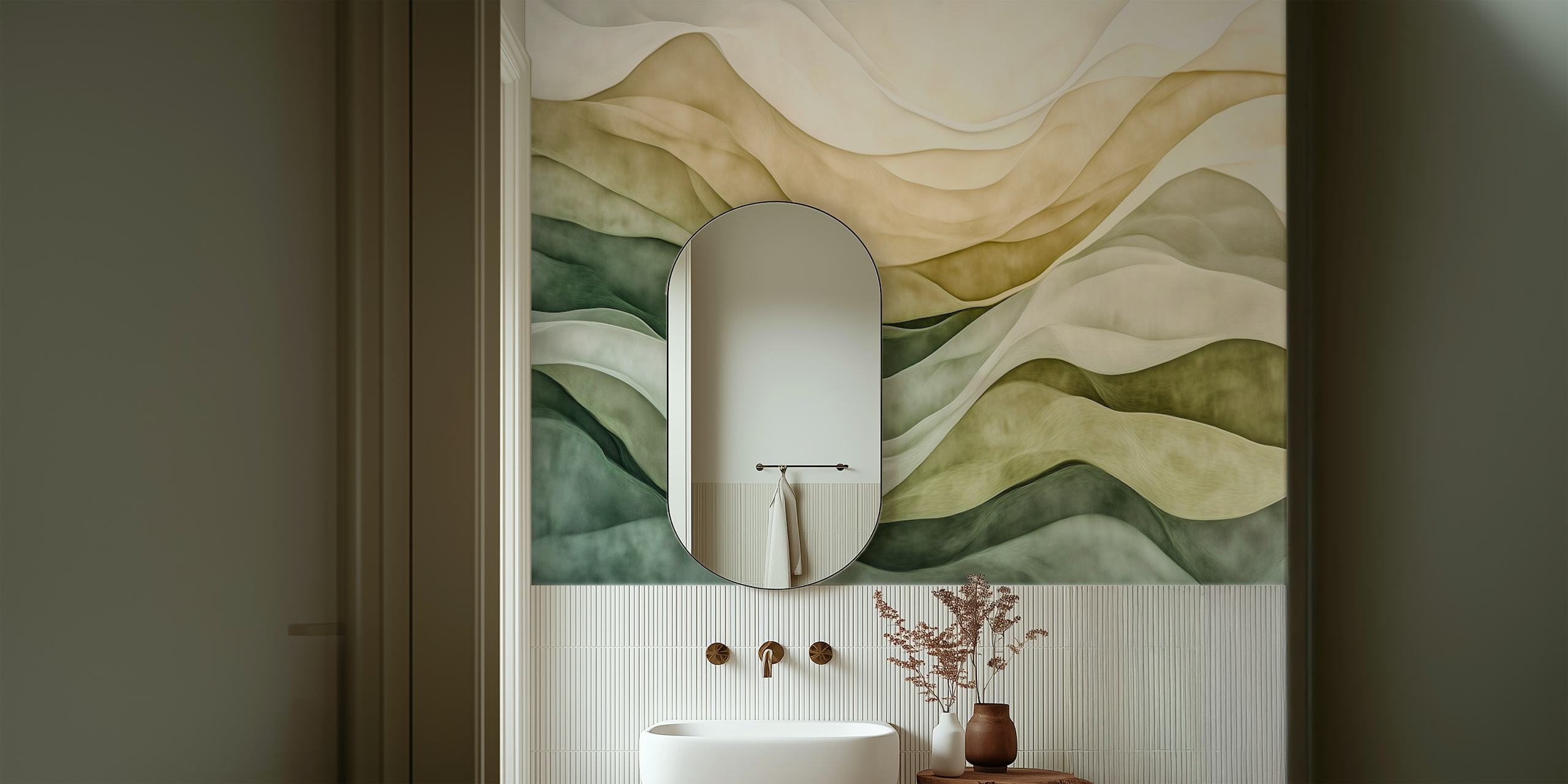 Earthy Wave Textures wallpaper in a room