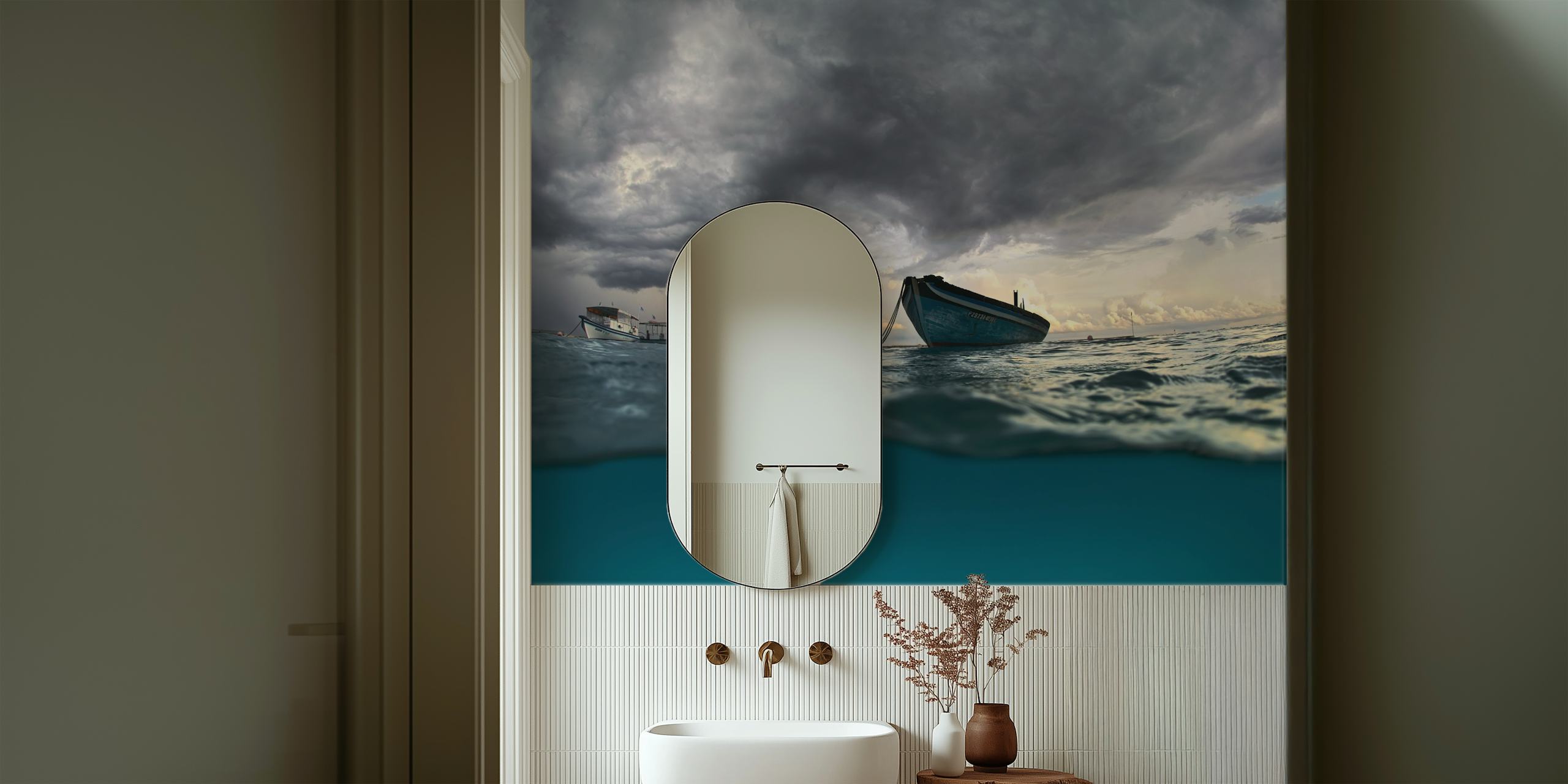 Boat wallpaper design in a room