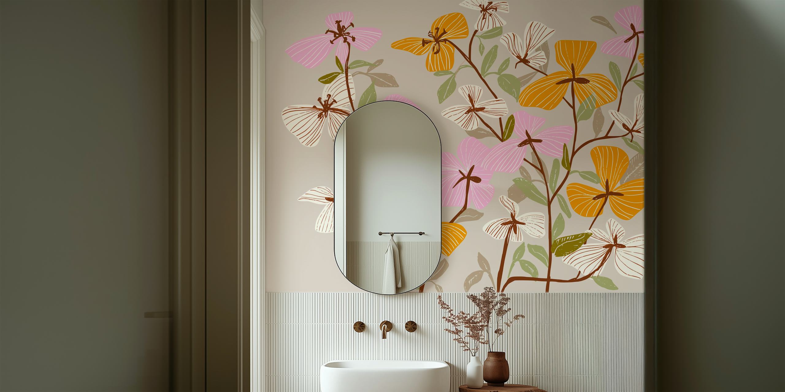 Floral wallpaper mit bunten Zweigen