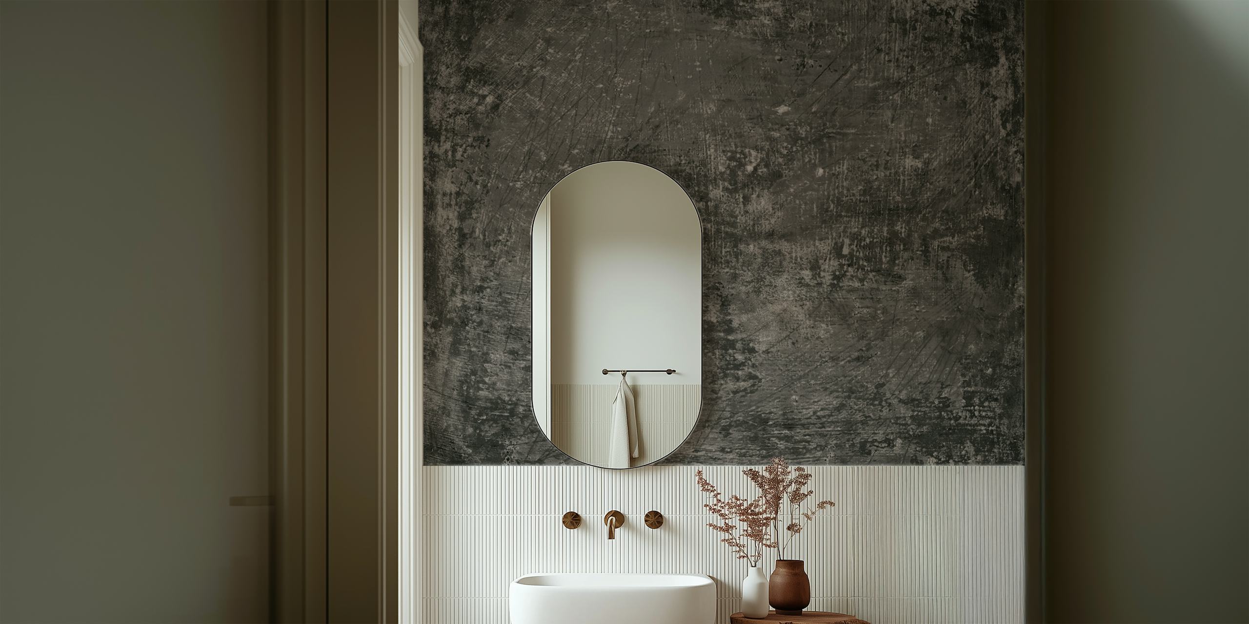 Texture greybrown wallpaper in a room