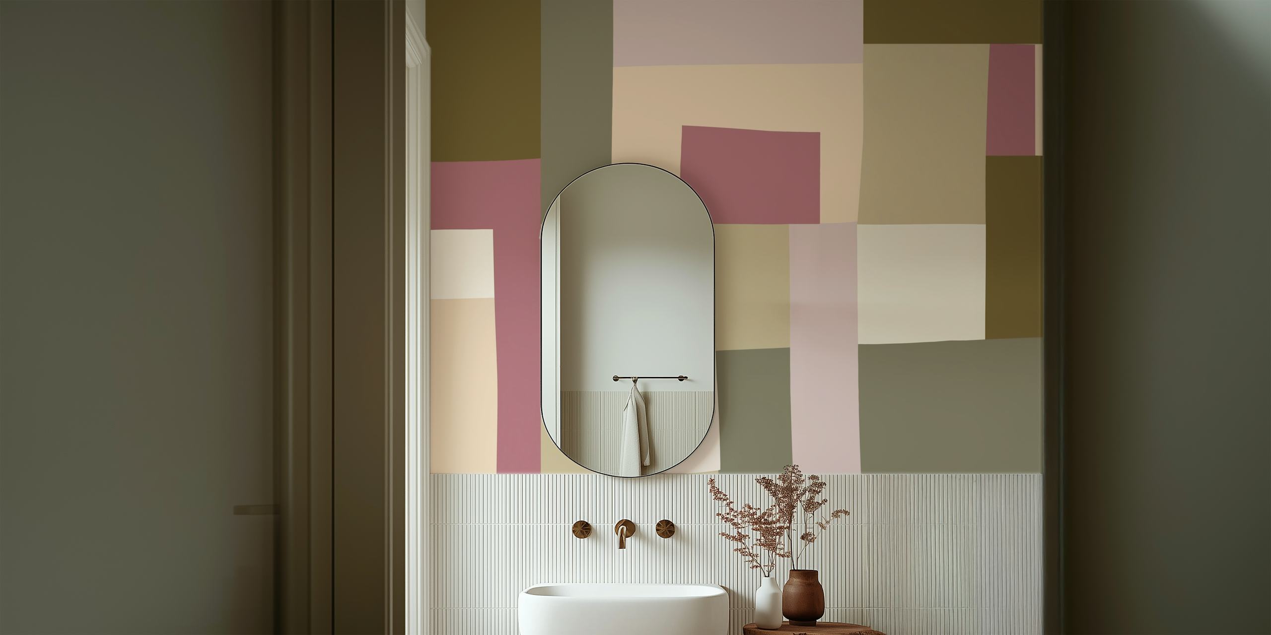 Mosaic Color Blocking wallpaper dans une pièce