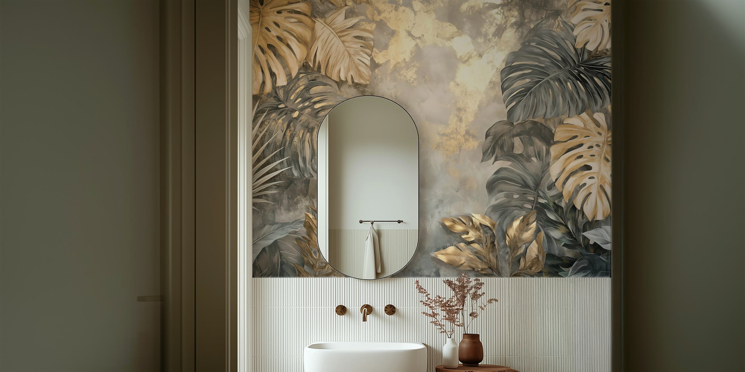 Opulent Jungle Leaves wallpaper in a room