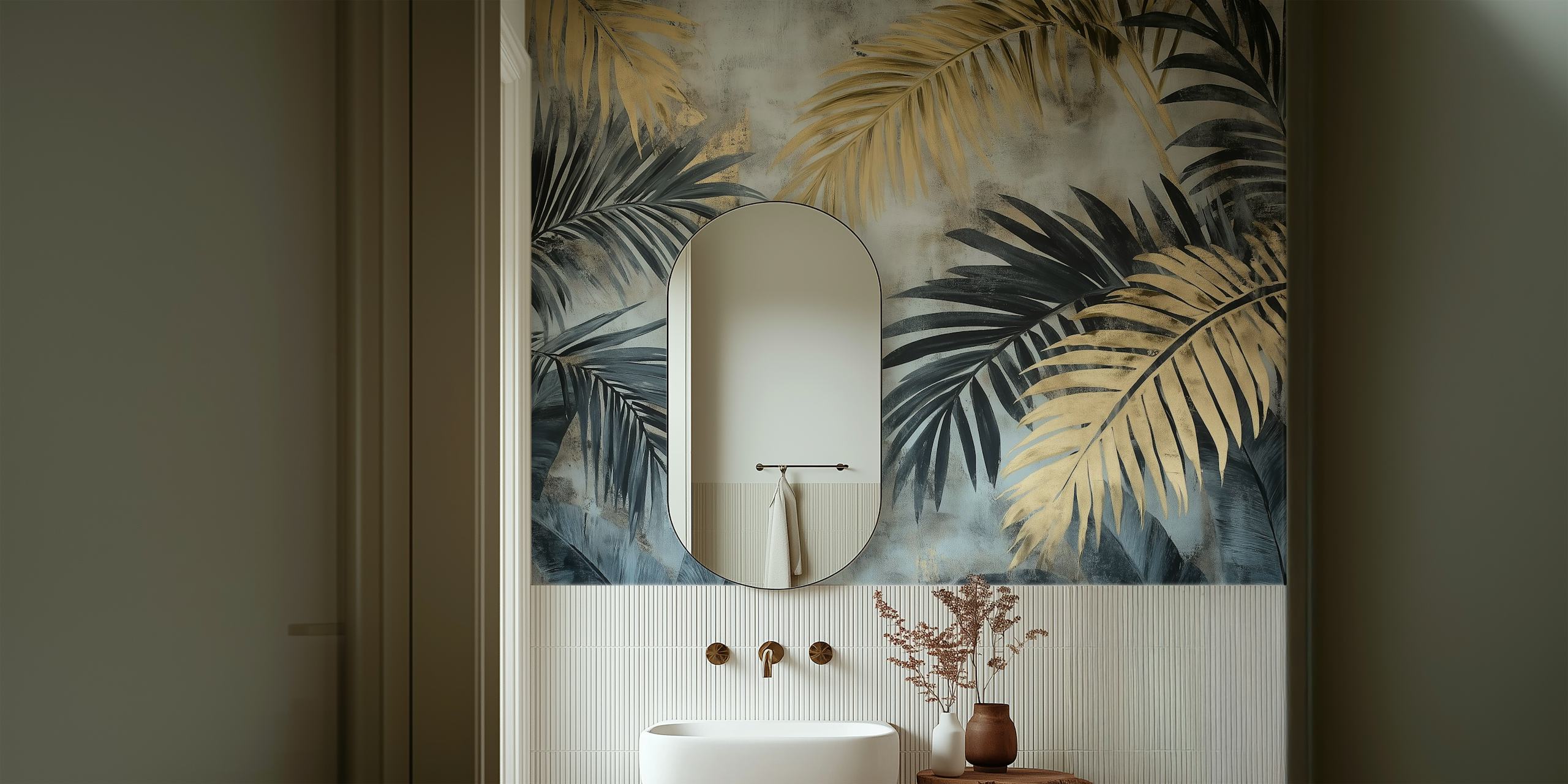 Golden Palm Paradise wallpaper in een kamer
