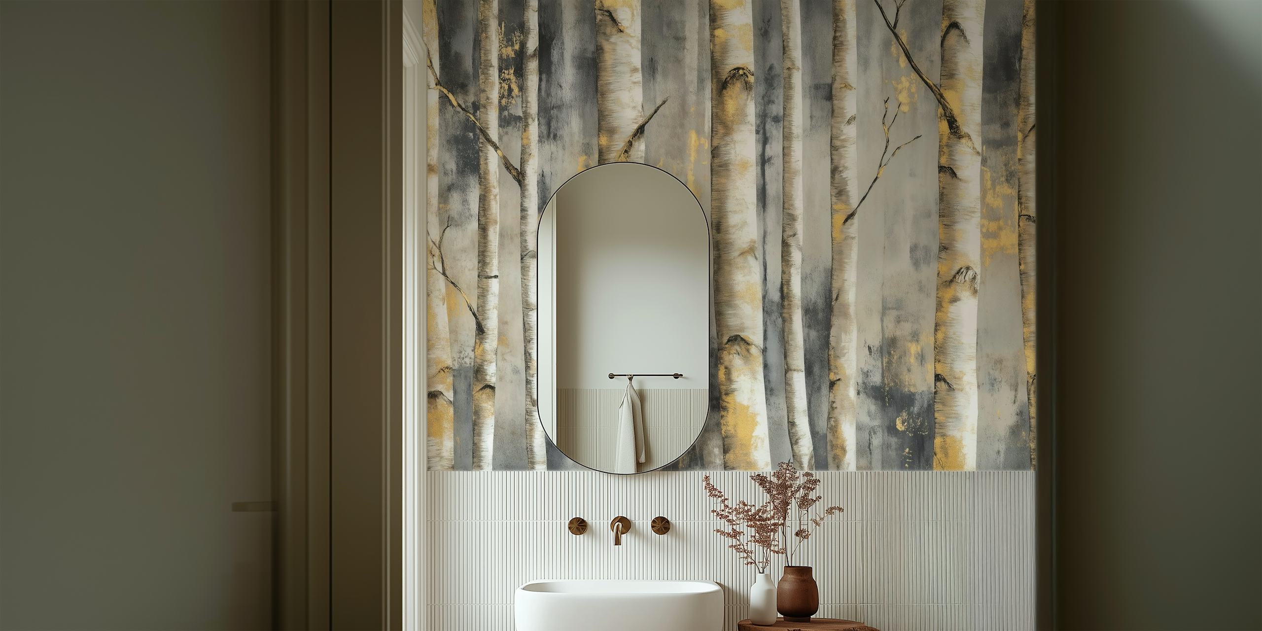 Mystical Birch Grove-tapet i et rum