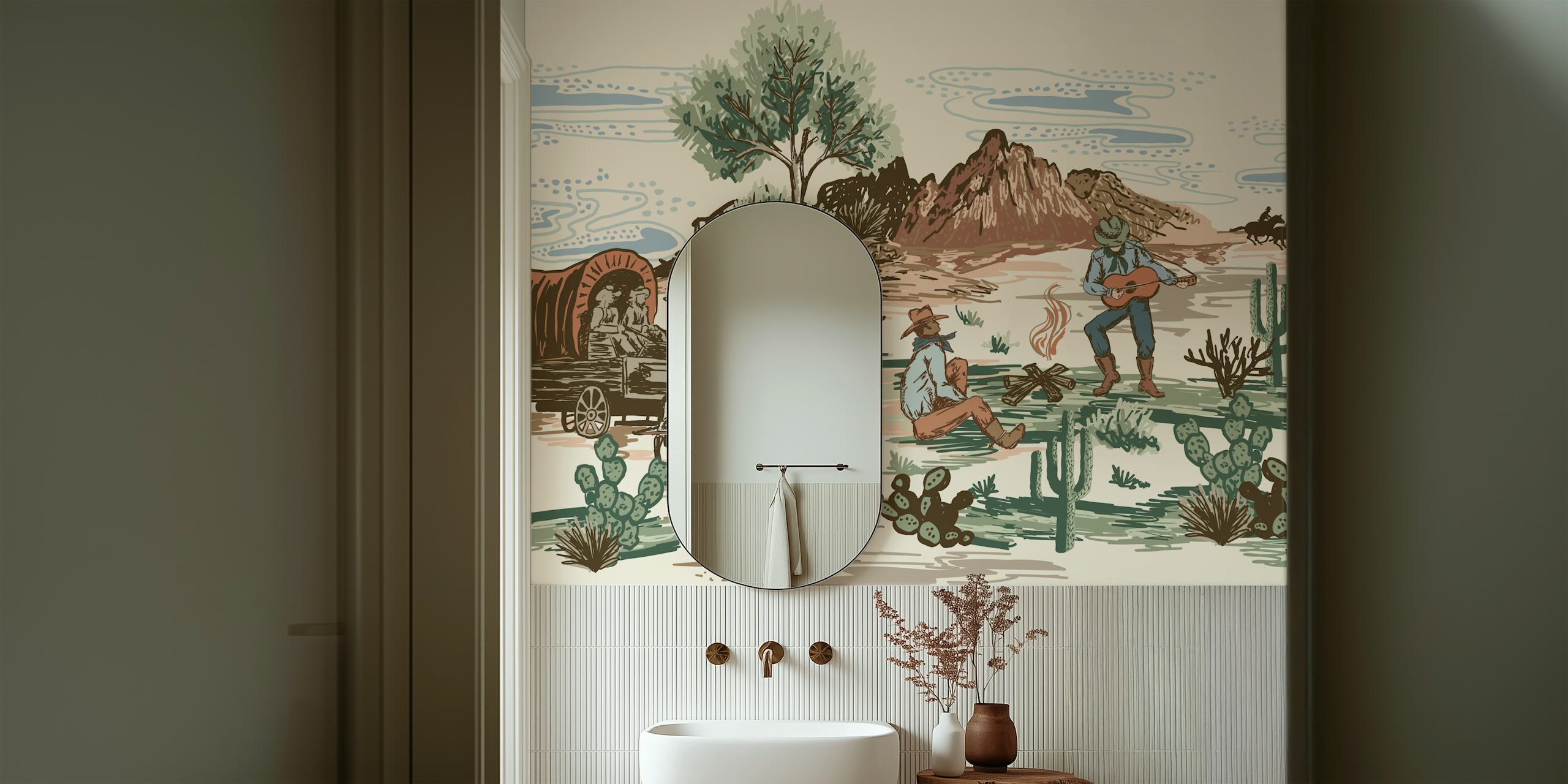 Western Cowboy wallpaper featuring a frontier scene