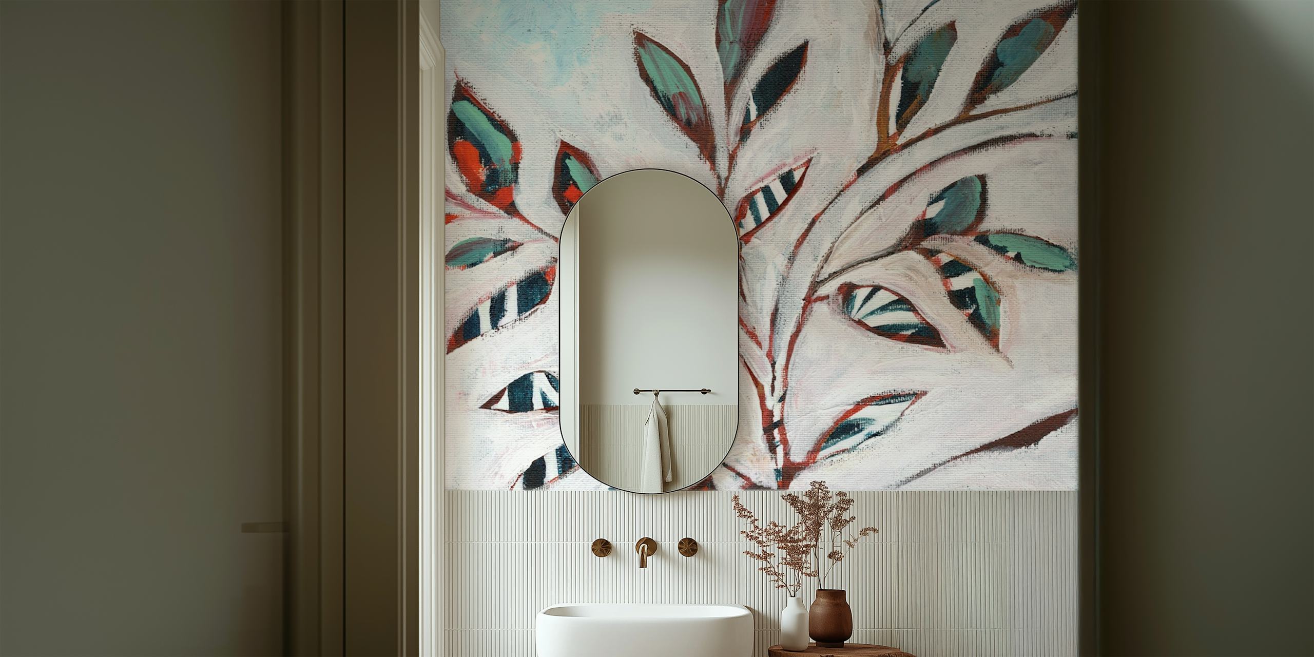 Papier peint Colorful Leaf Impressions dans une pièce