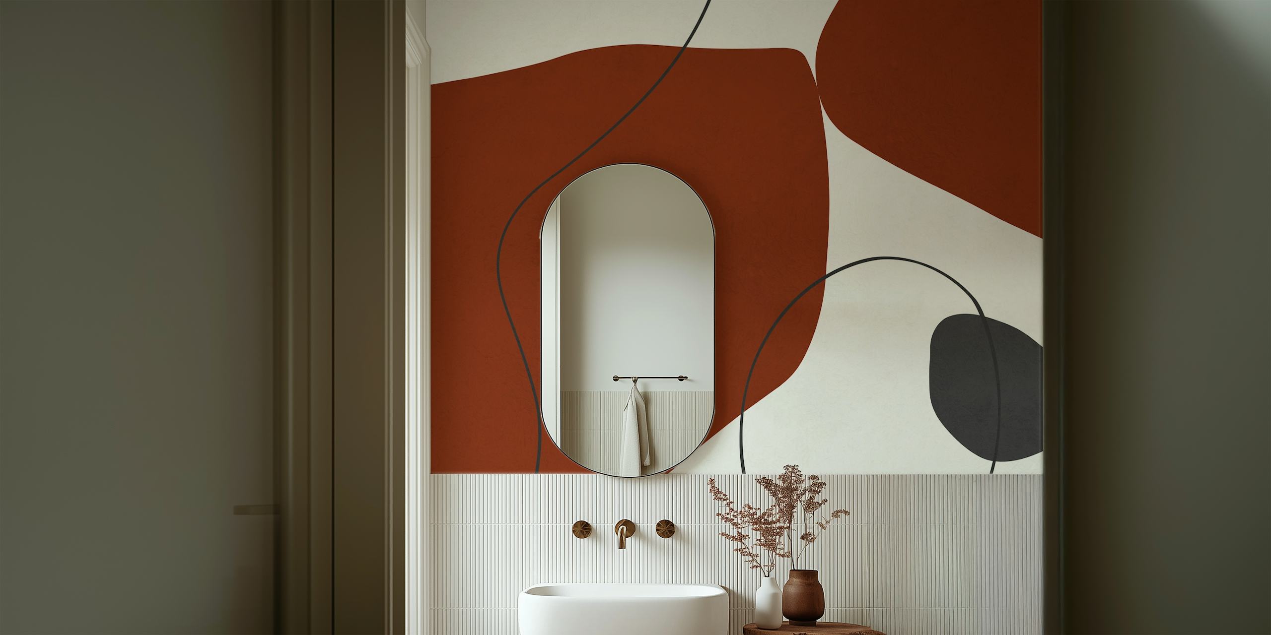 Earthy Minimalist Design Tapete in einem Raum