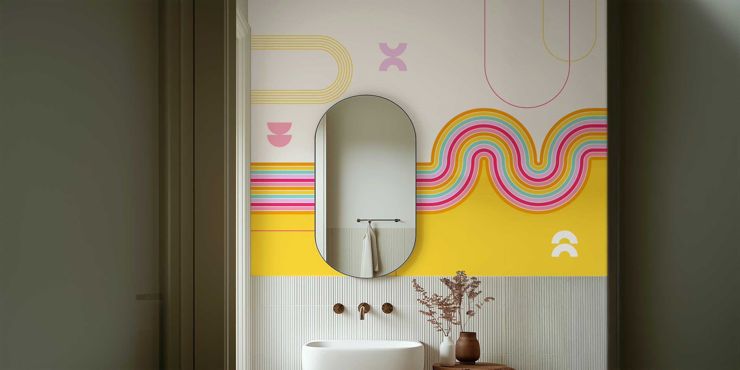 Colorful Groovy Lines pozadina u sobi