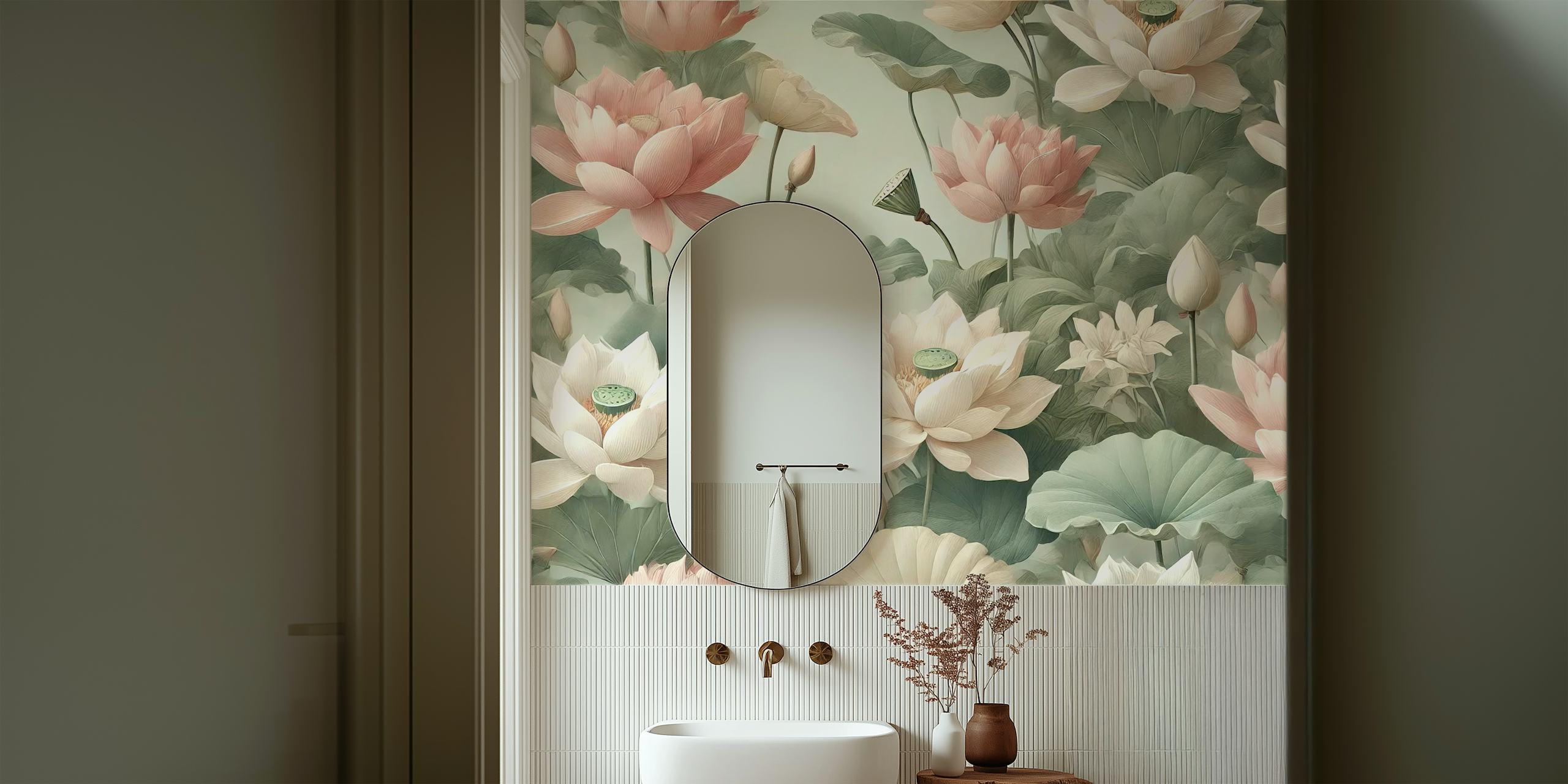 Σχέδιο ταπετσαρίας Lotus Flowers σε ένα δωμάτιο