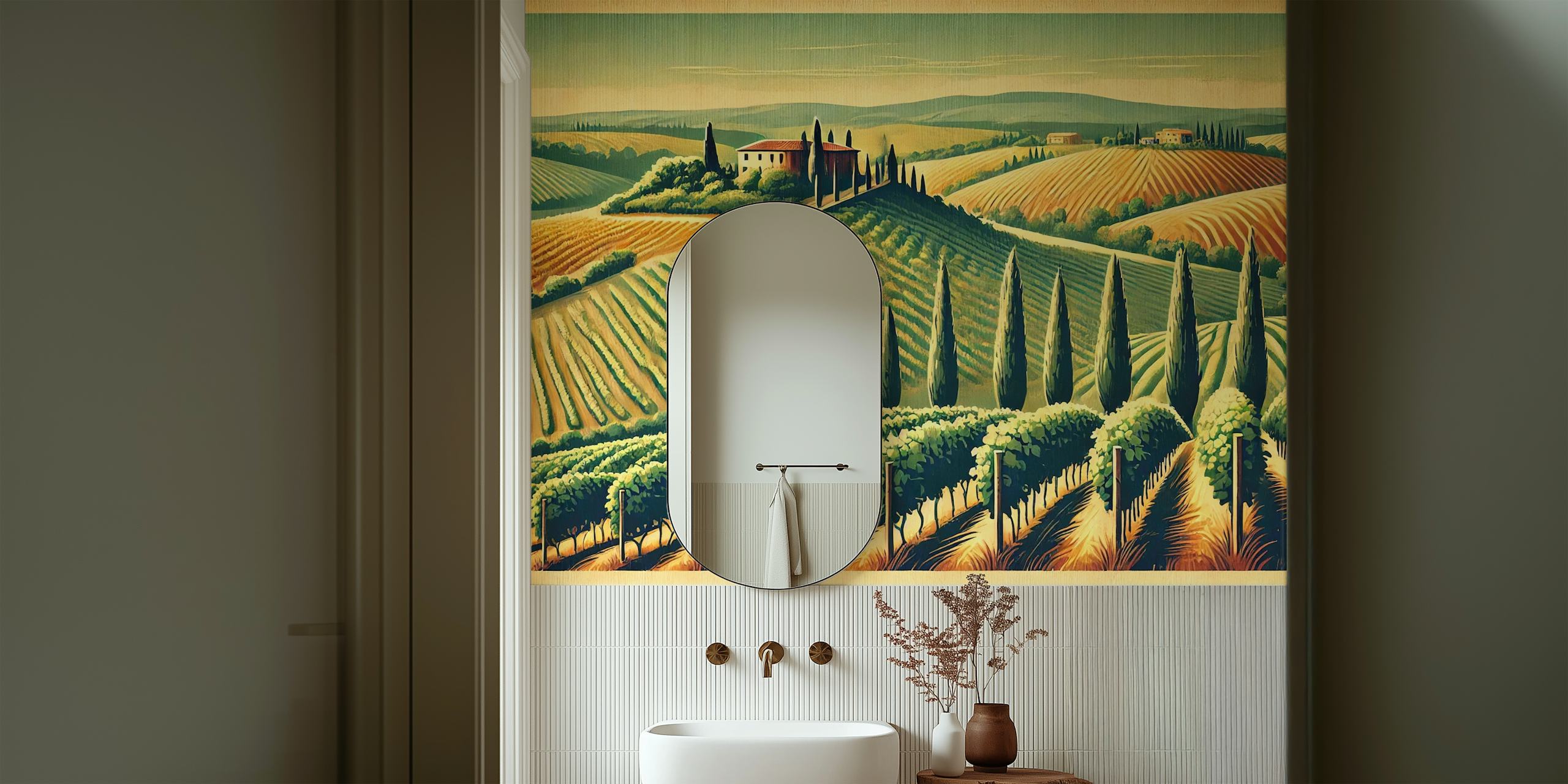Vintage Vineyard wallpaper v místnosti