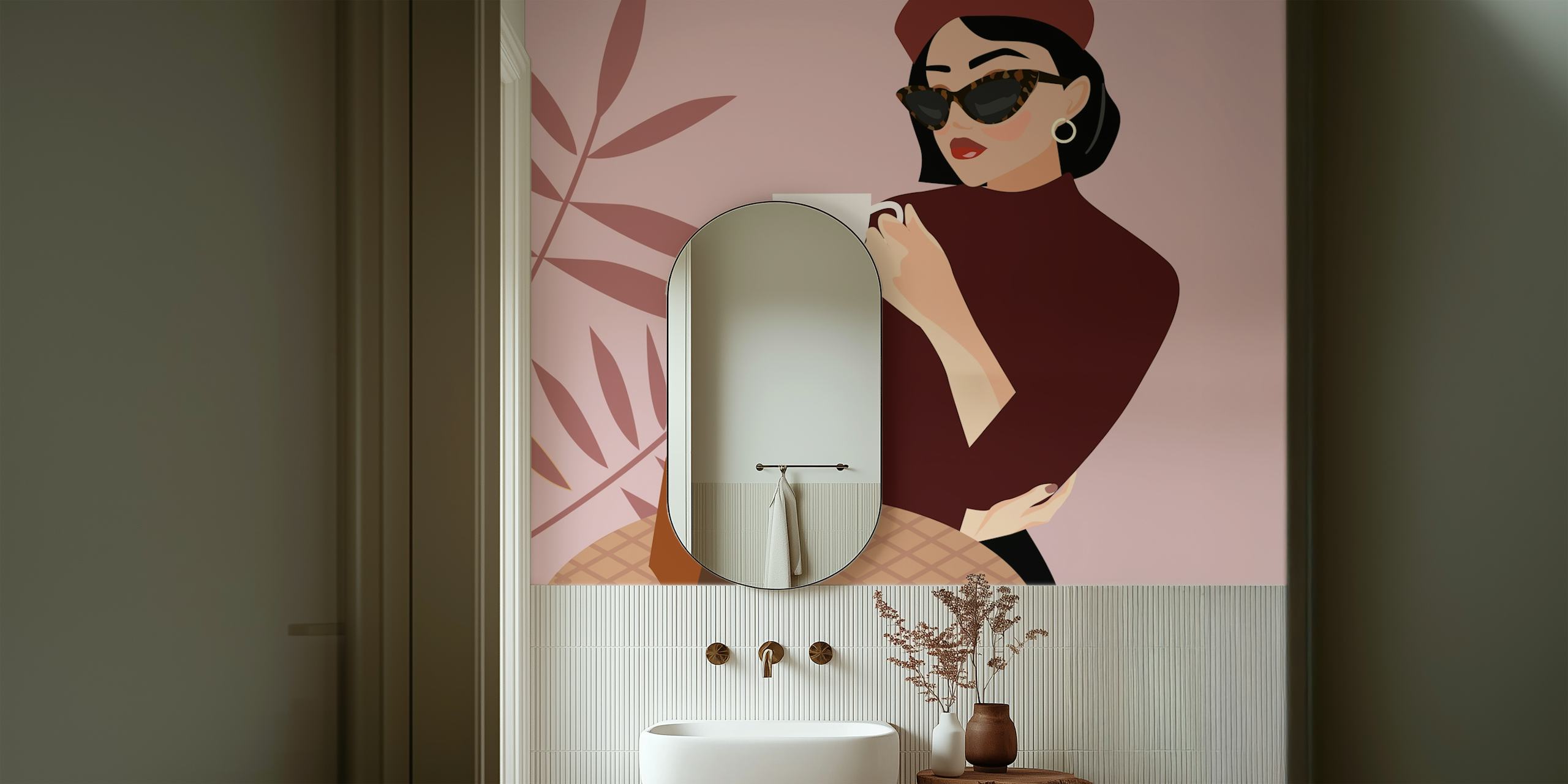 Stylish Cafe Moment wallpaper in a room setting