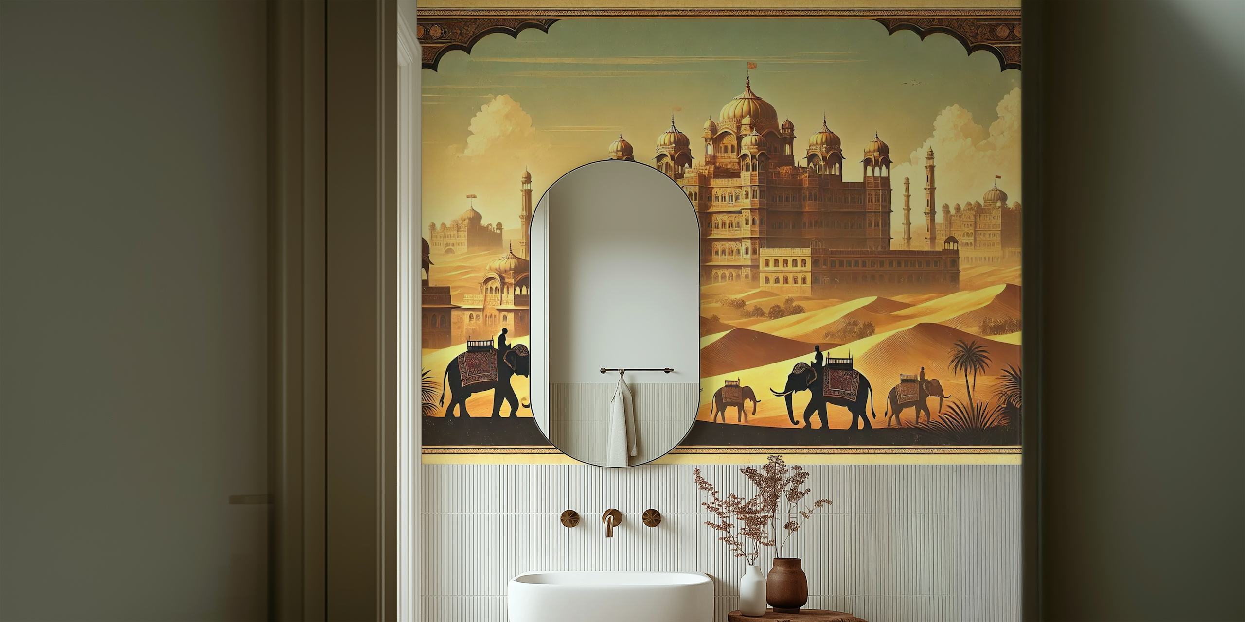 Ταπετσαρία Vintage India Rajasthan Palaces σε ένα δωμάτιο