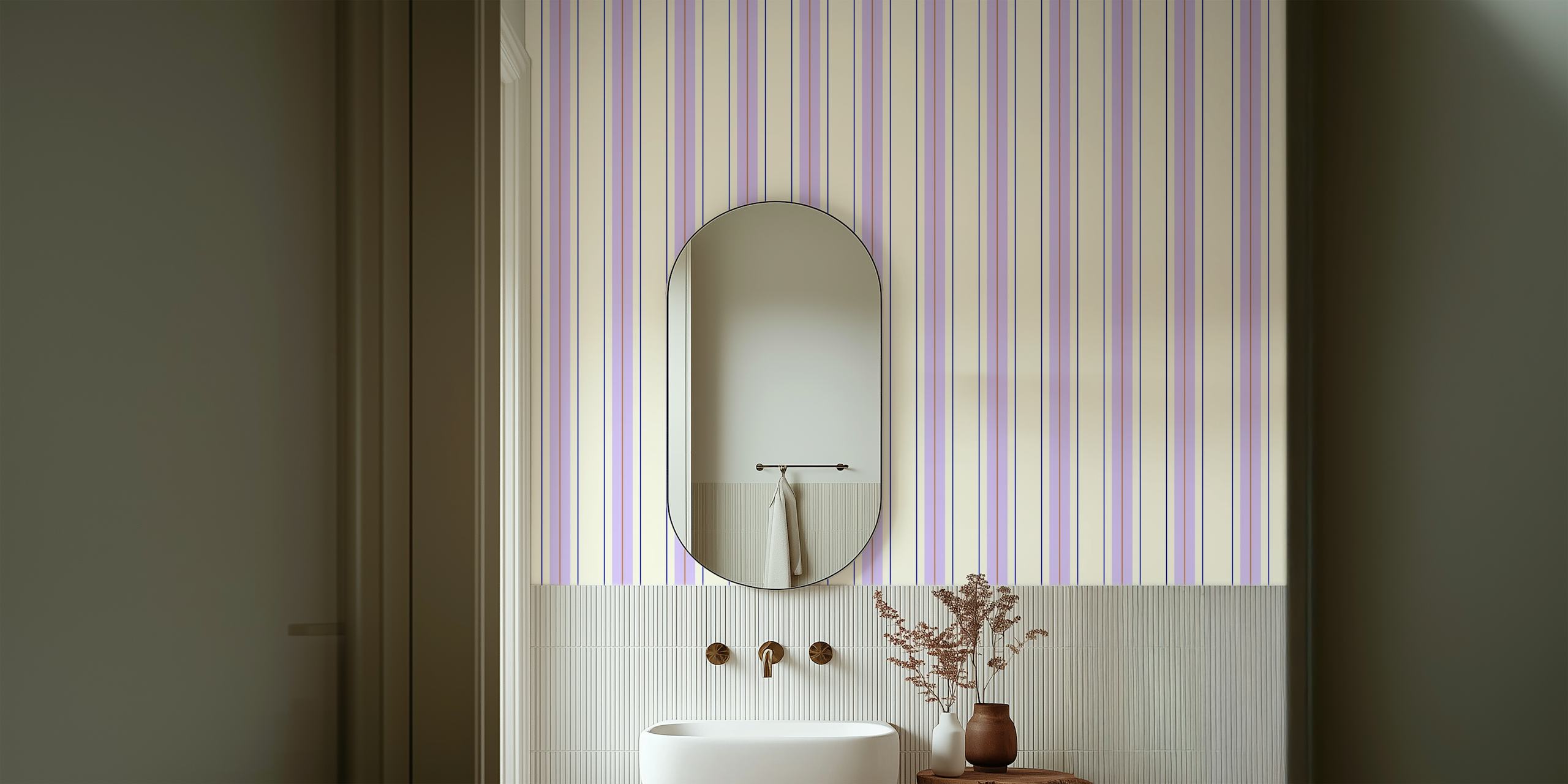 Classic Lines Lavender wallpaper design on wall