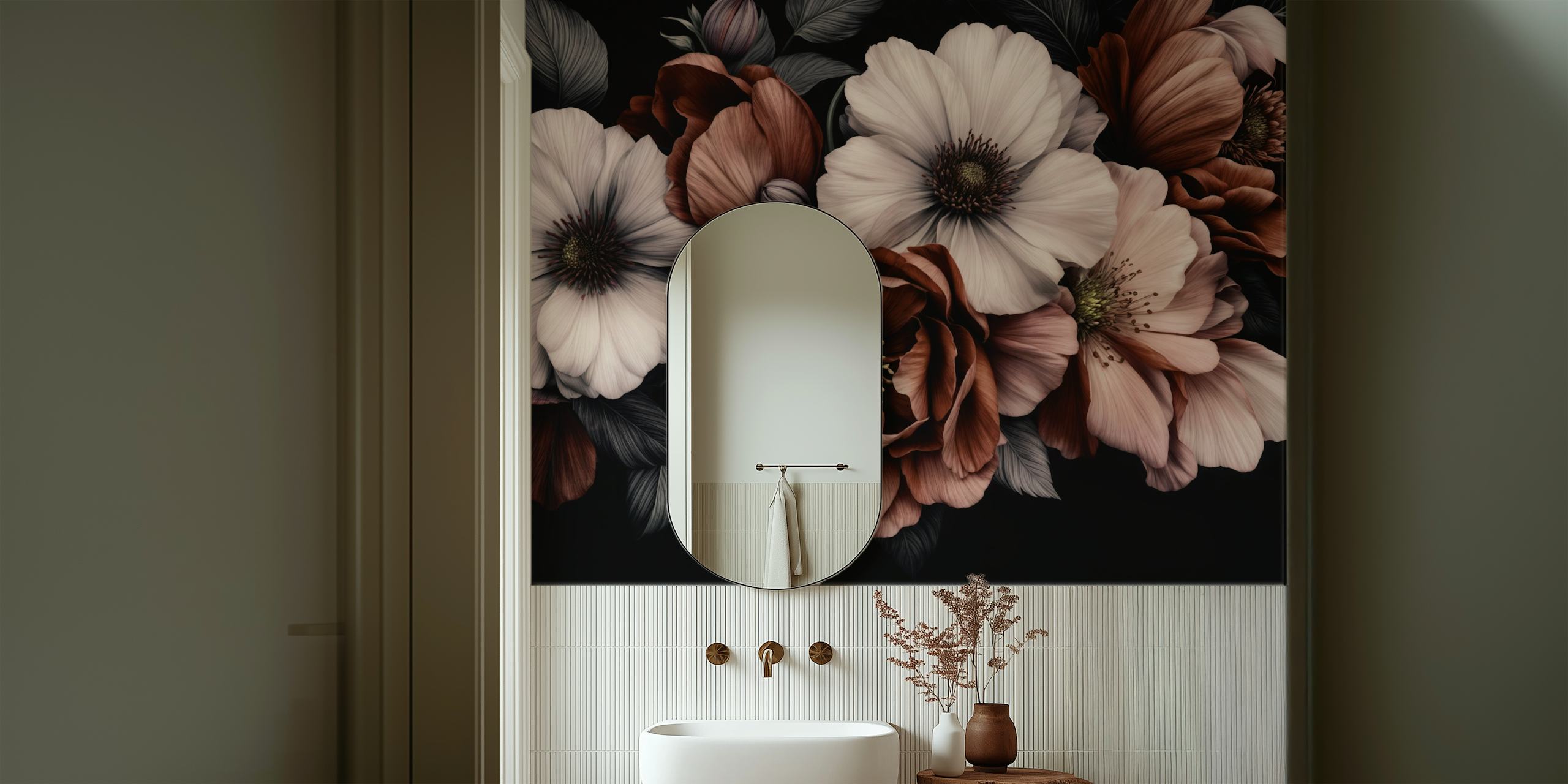 Twilight floral wallpaper in a room setting
