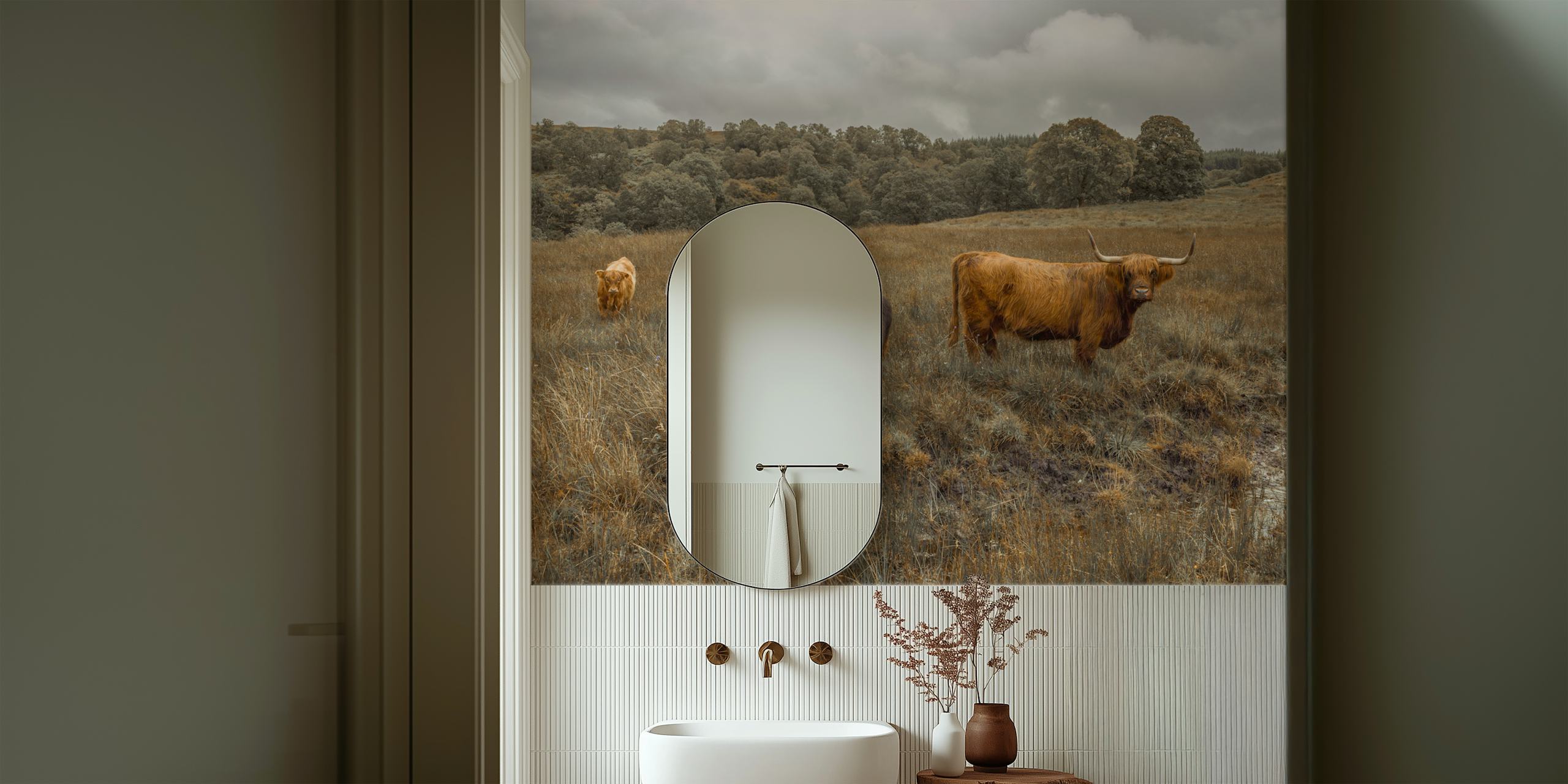 Highland Cattle wallpaper w pokoju