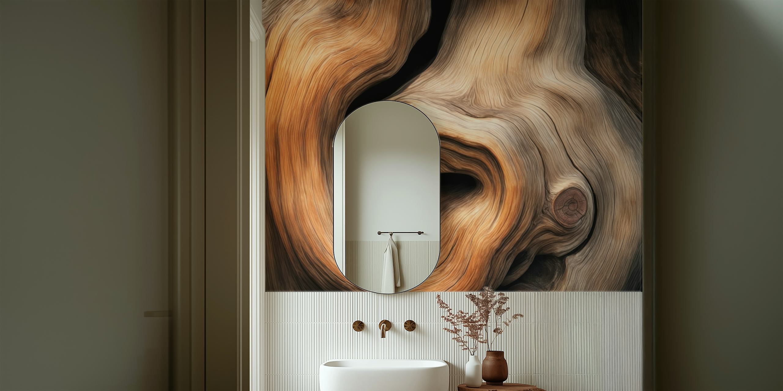 Rustic wood wallpaper in a room