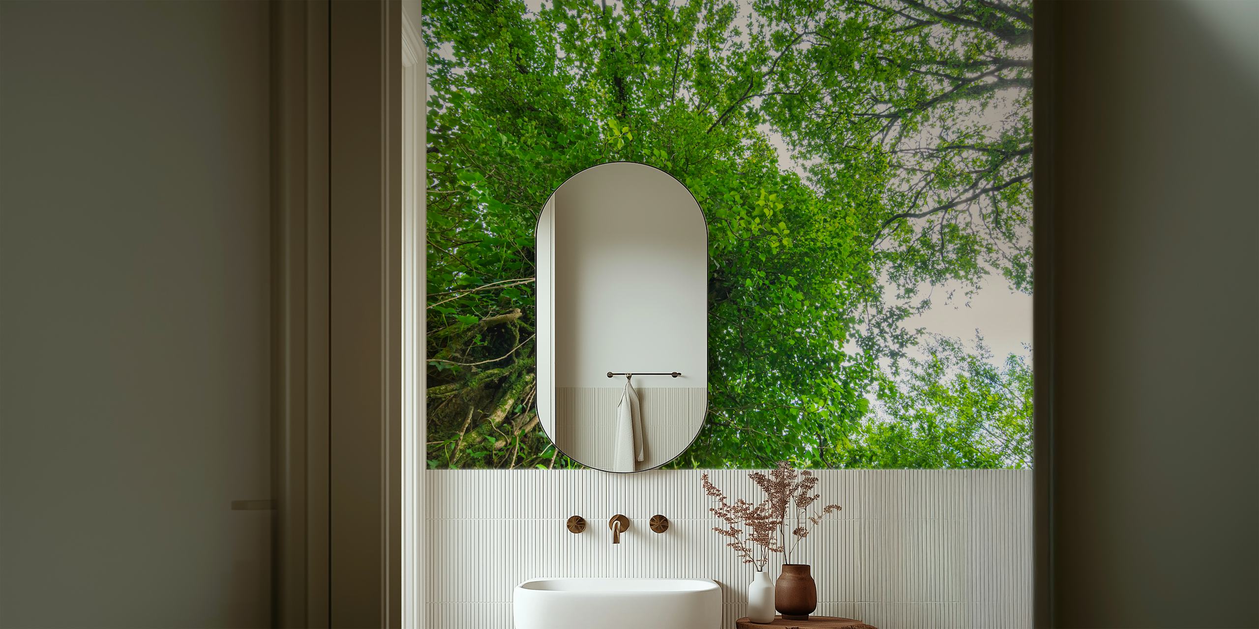 Wallpaper Tree with leaf garland σε ένα δωμάτιο