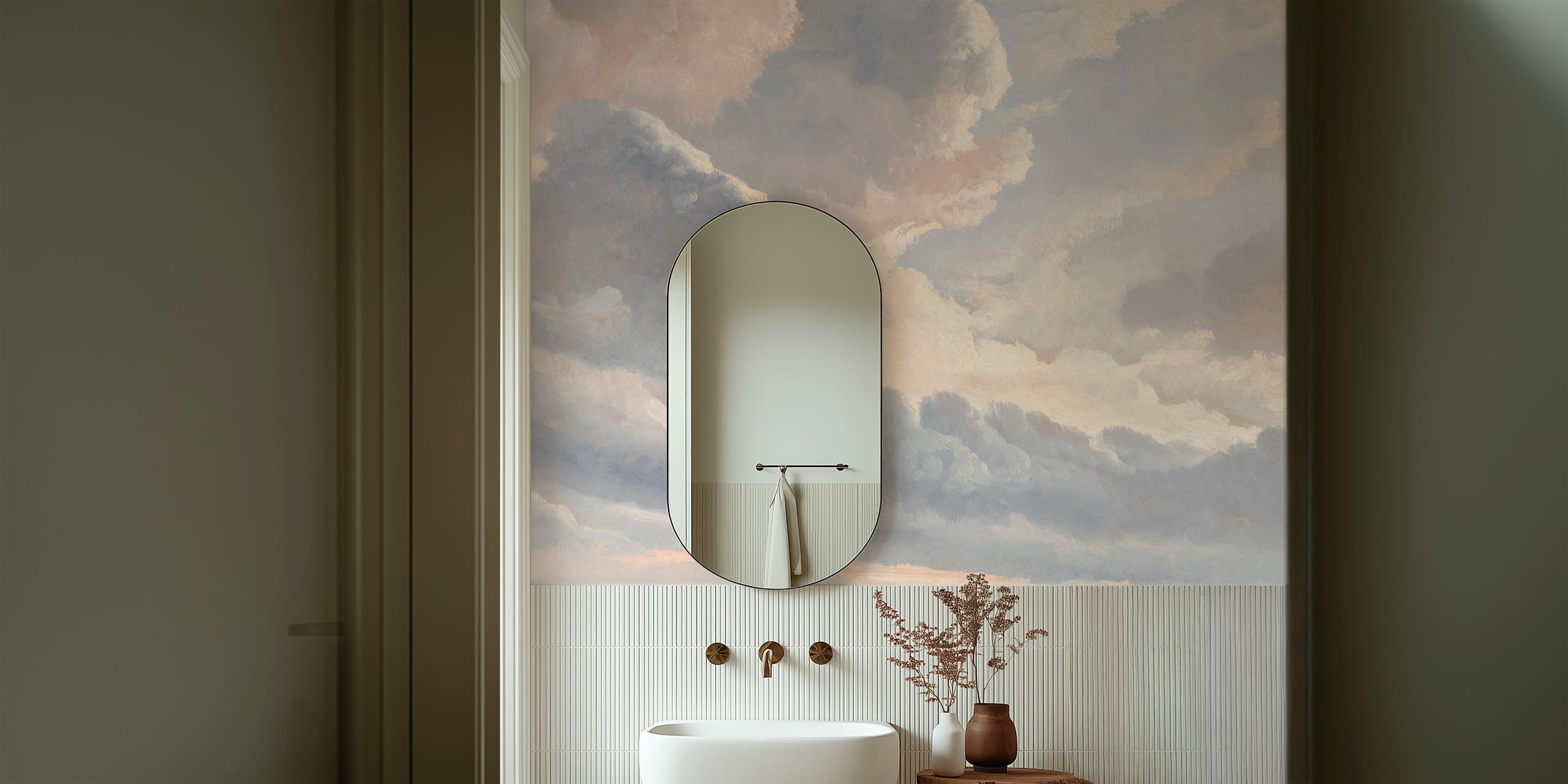 Soft cloud wallpaper in a room