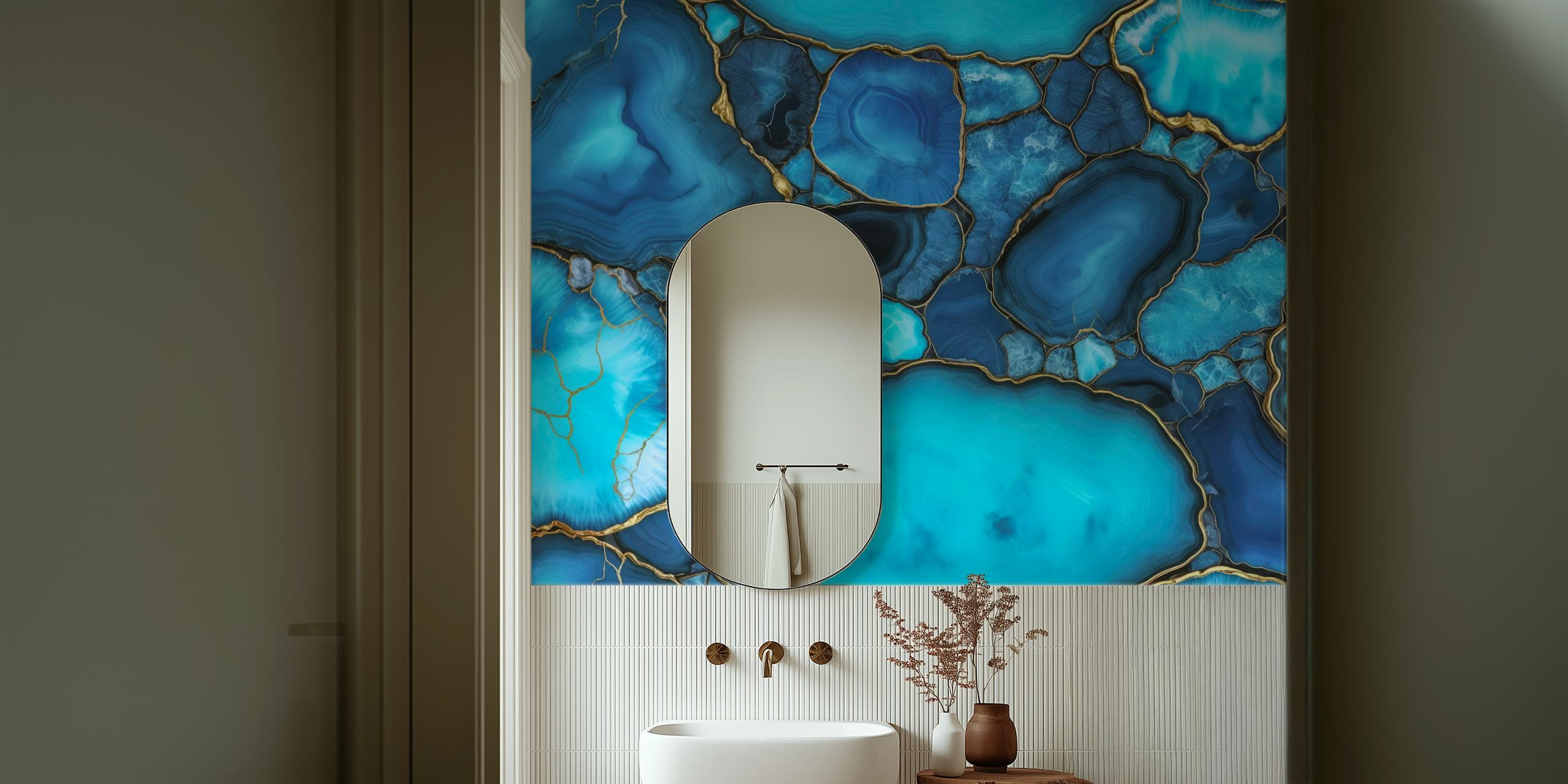 Blå Gemstone Marbled Luxury tapetdesign