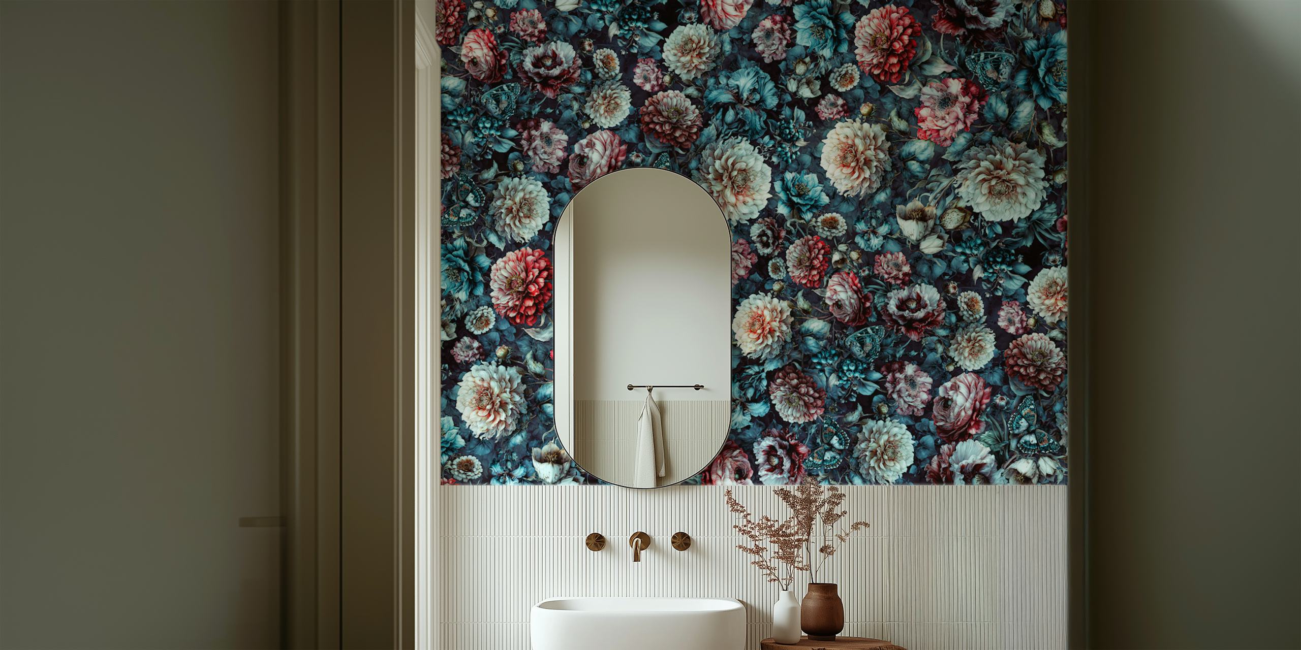 Night Garden Blossomstorm floral wallpaper in a room