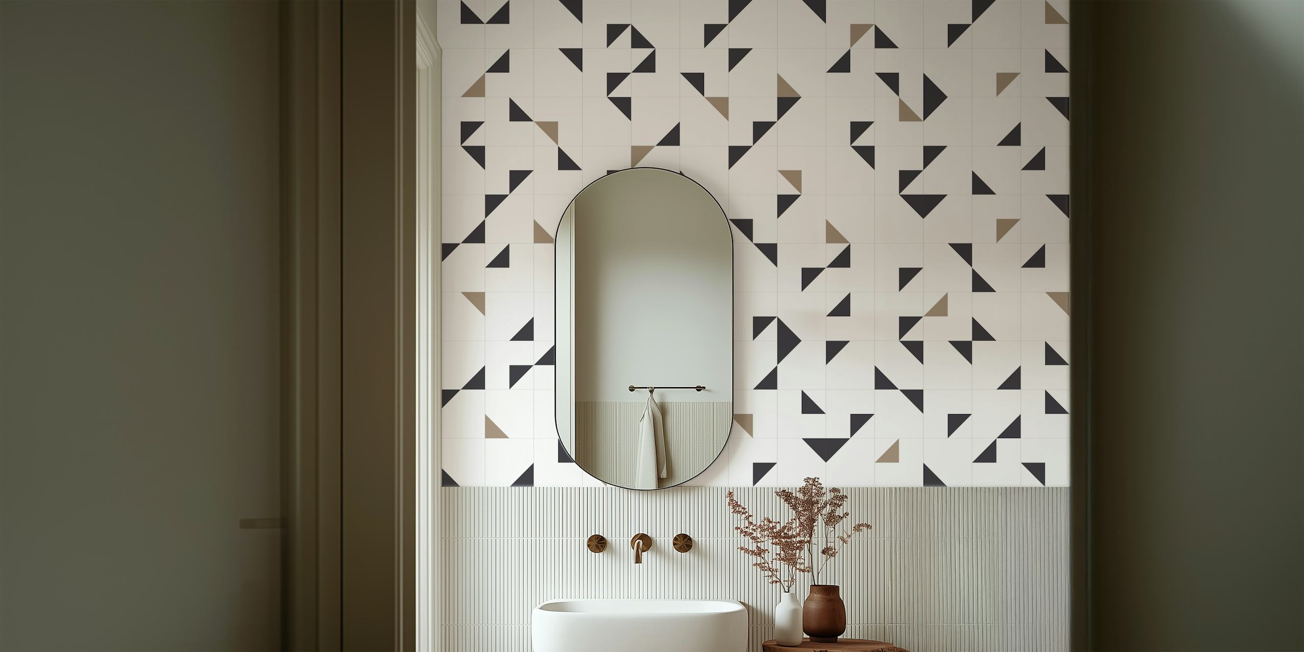 Geometric black and white patterns on a white background wallpaper