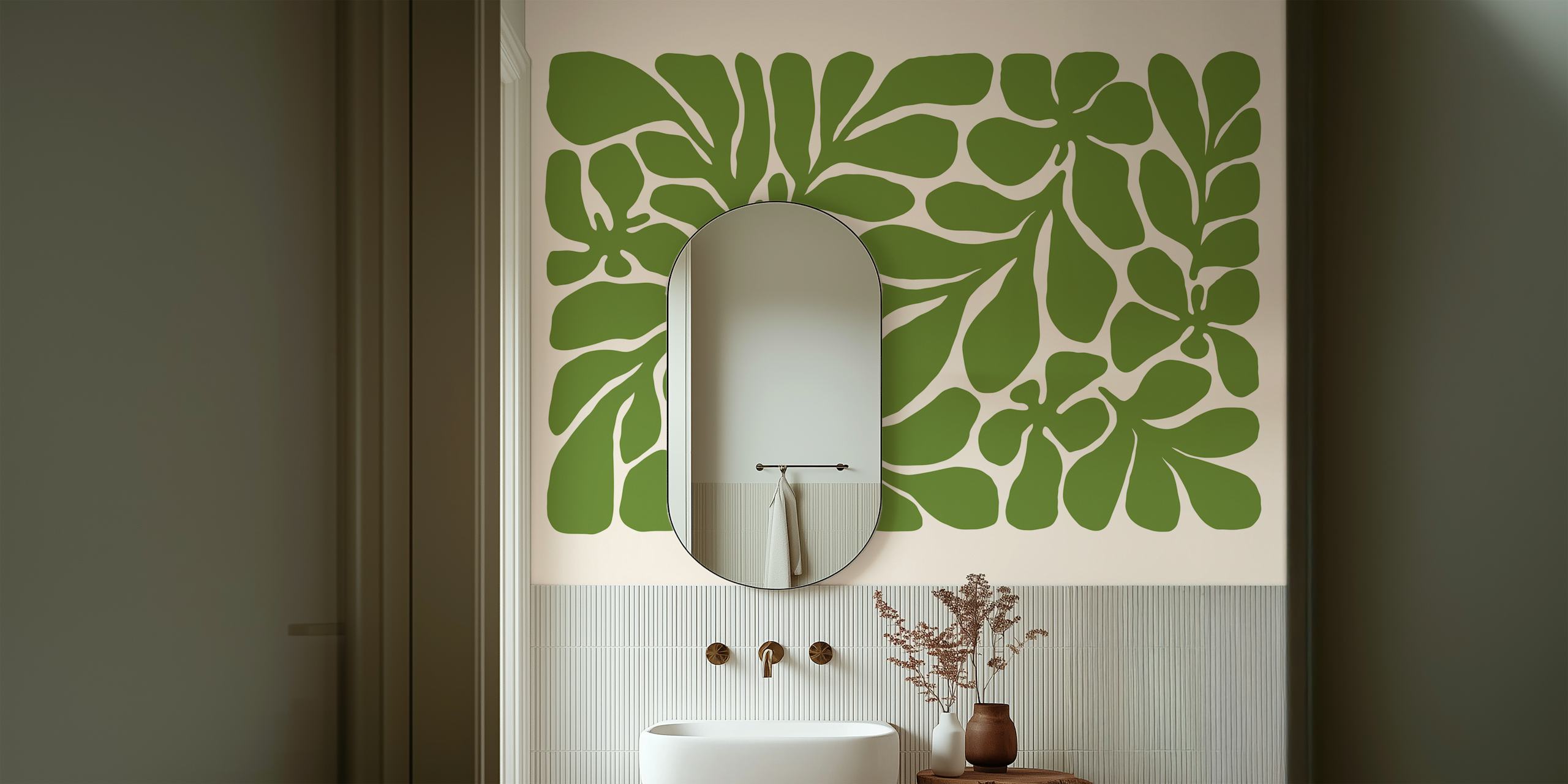 Modern Abstract Leaves wallpaper in a room