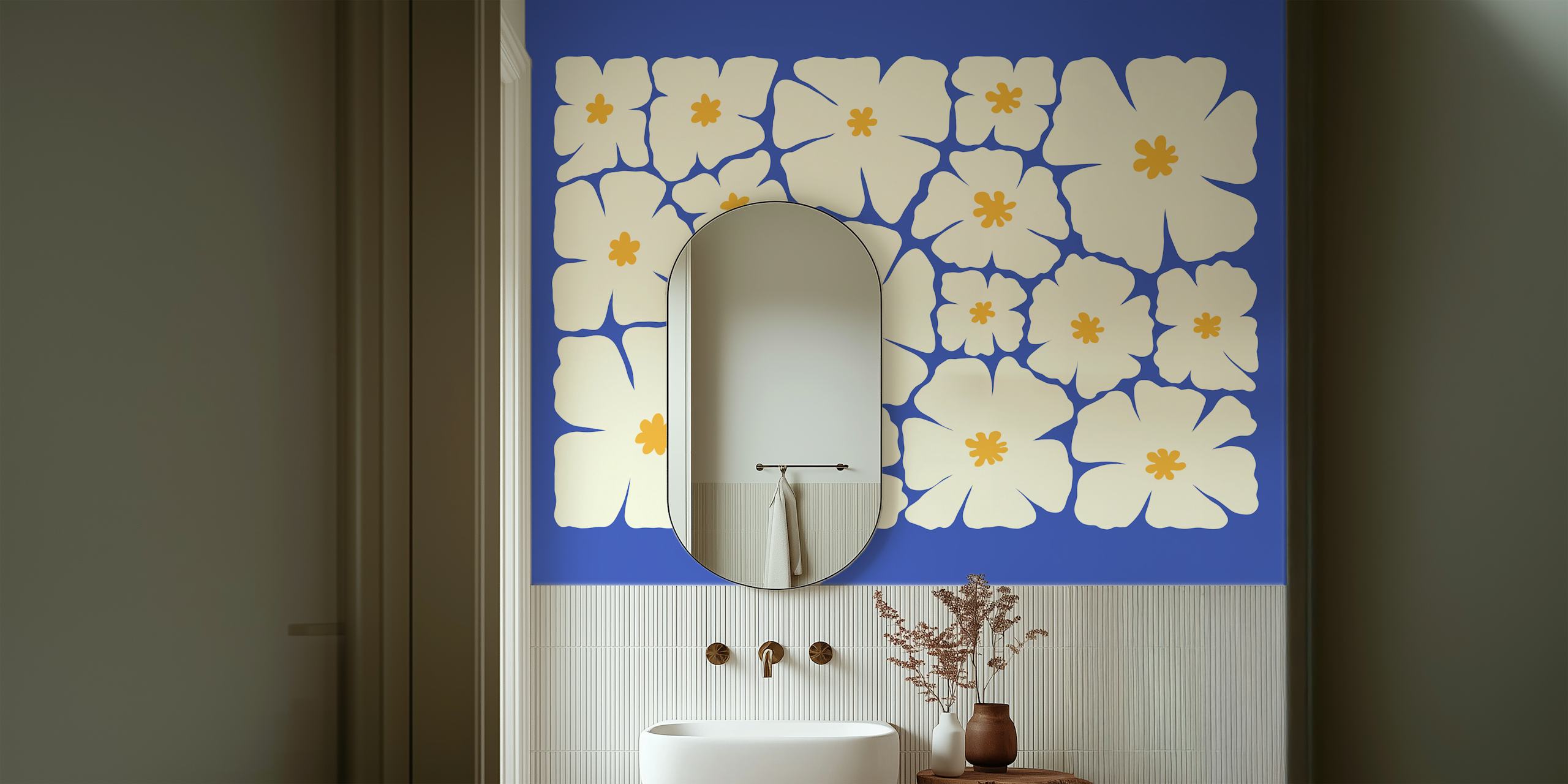 Τολμηρός floral σχεδιασμός ταπετσαρίας σε ένα δωμάτιο