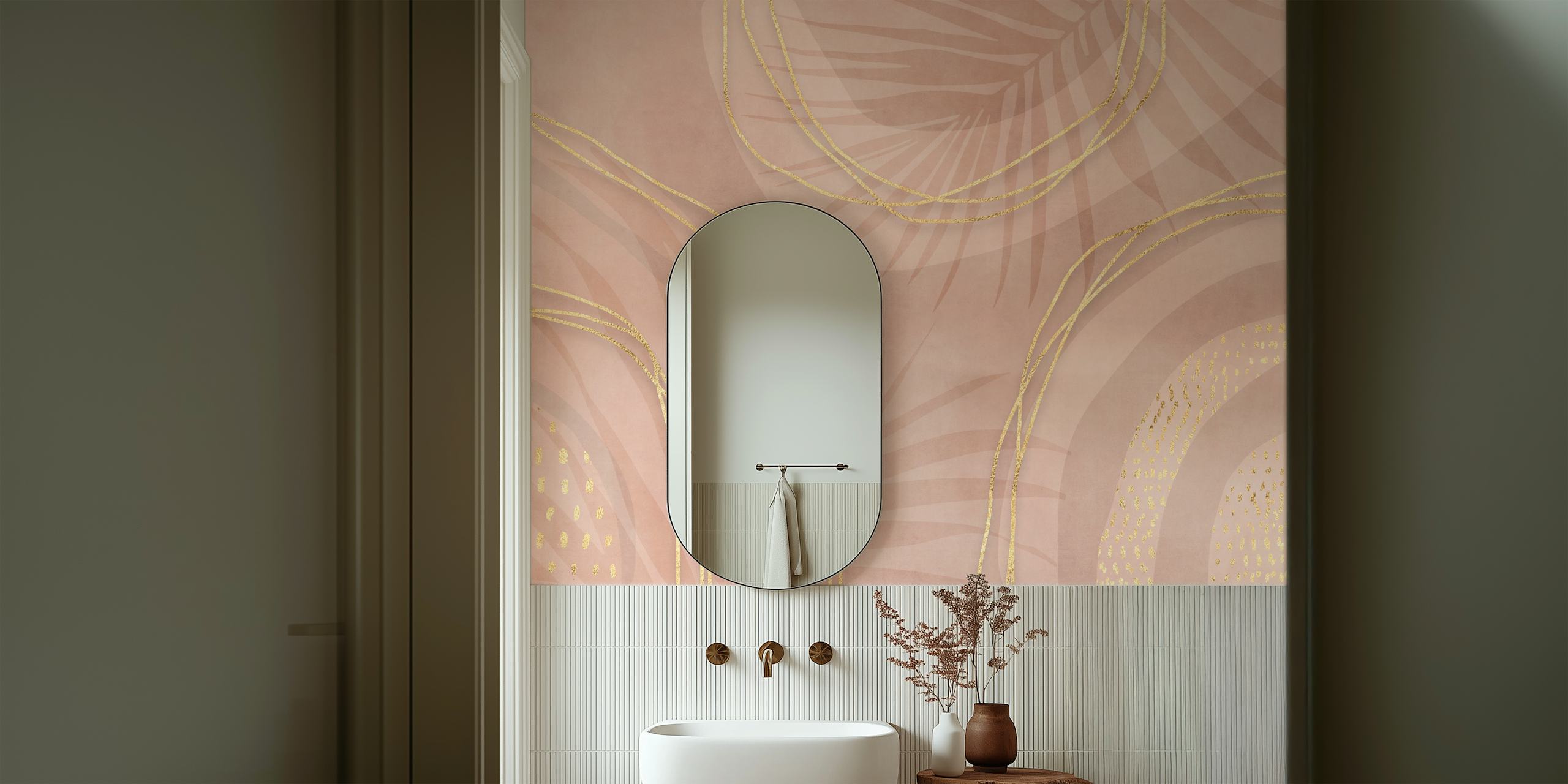 Palm Poetry Minimal Nature Mural w pokoju