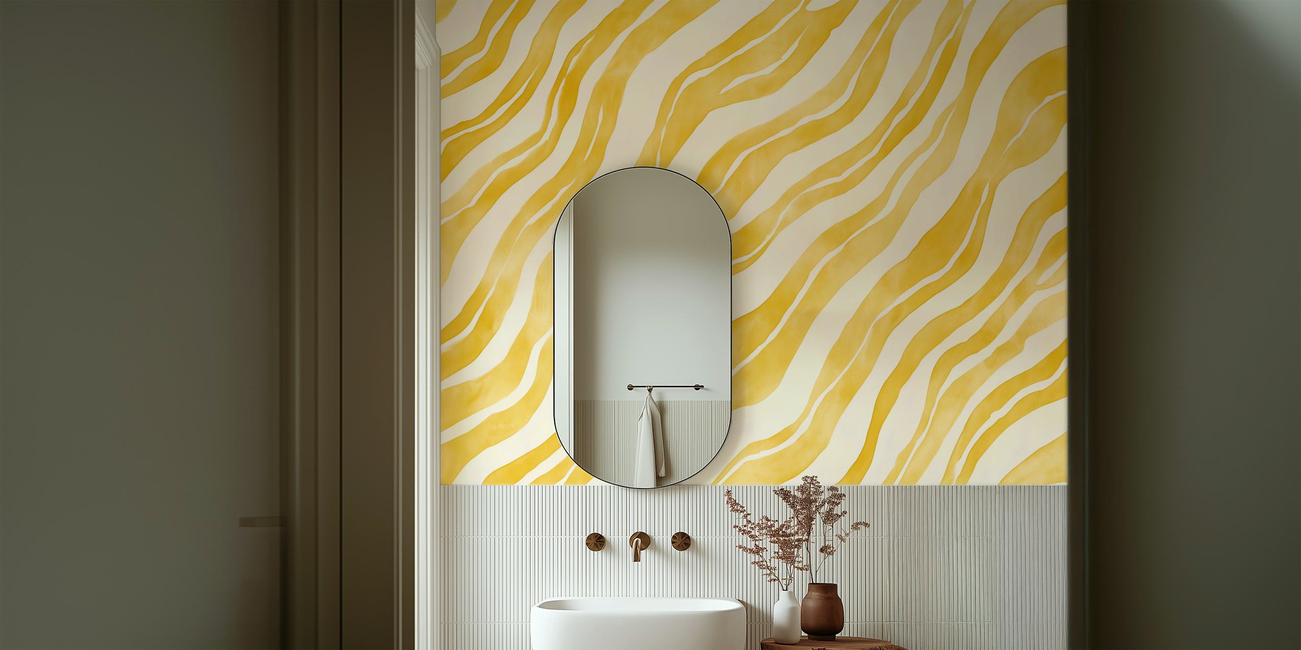 Abstract yellow waves design wallpaper