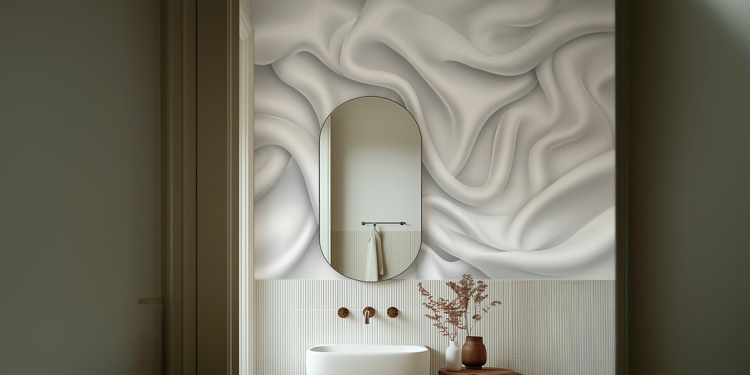 Silky Waves Design wallpaper in a modern room