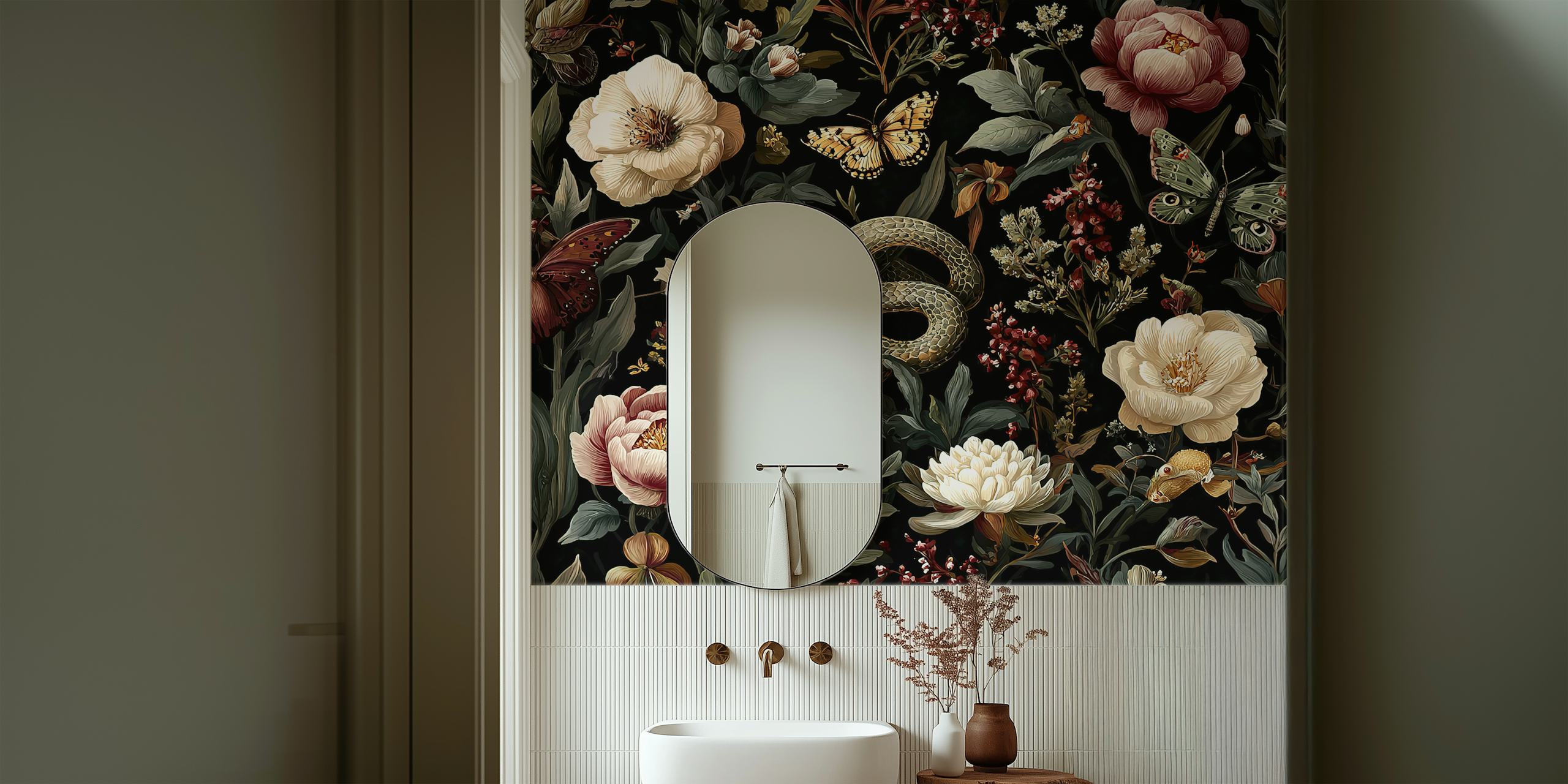 Dark Garden Mystique wallpaper displayed in a room