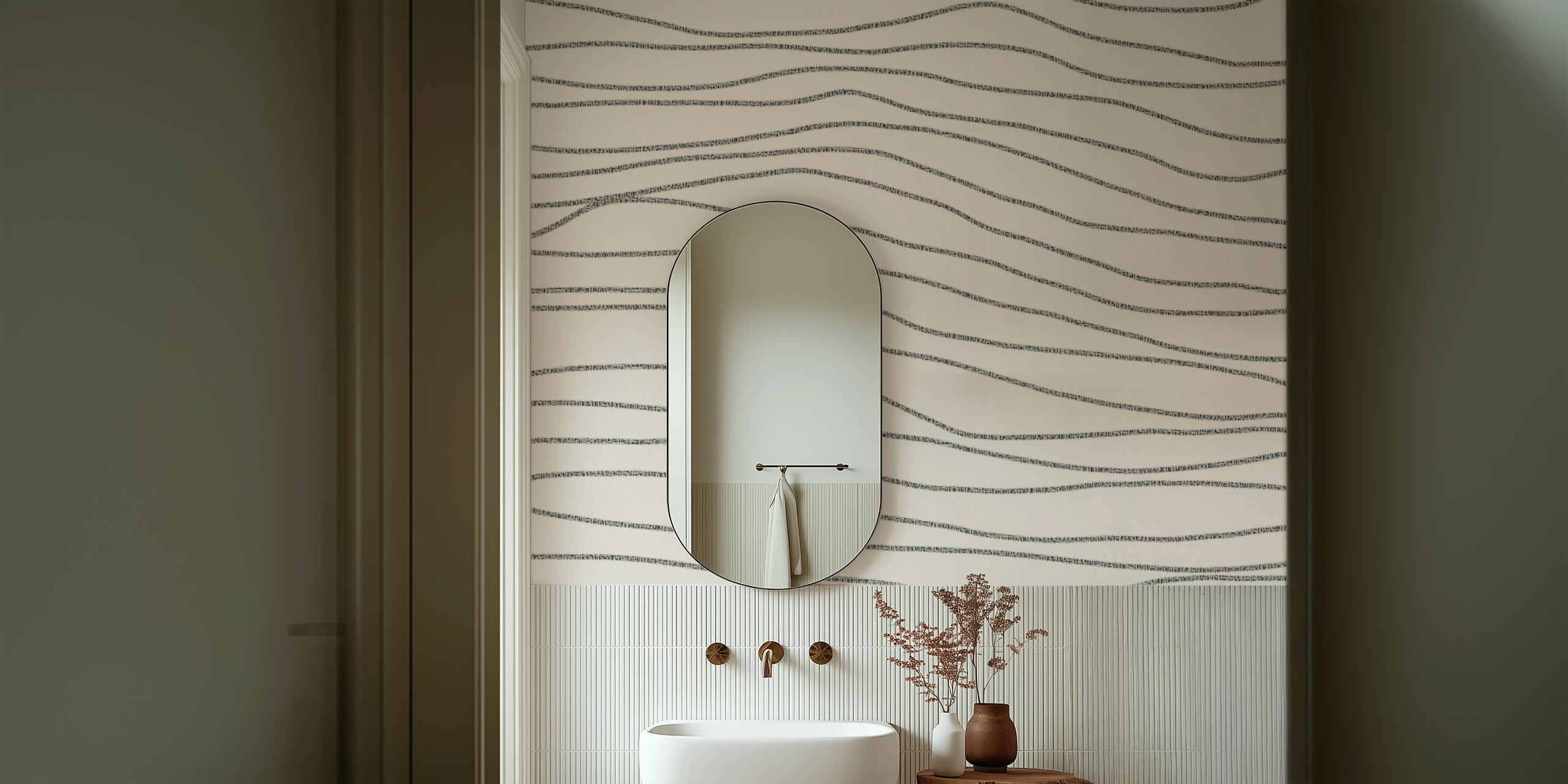 Minimalist wallpaper with charcoal lines on light neutral background