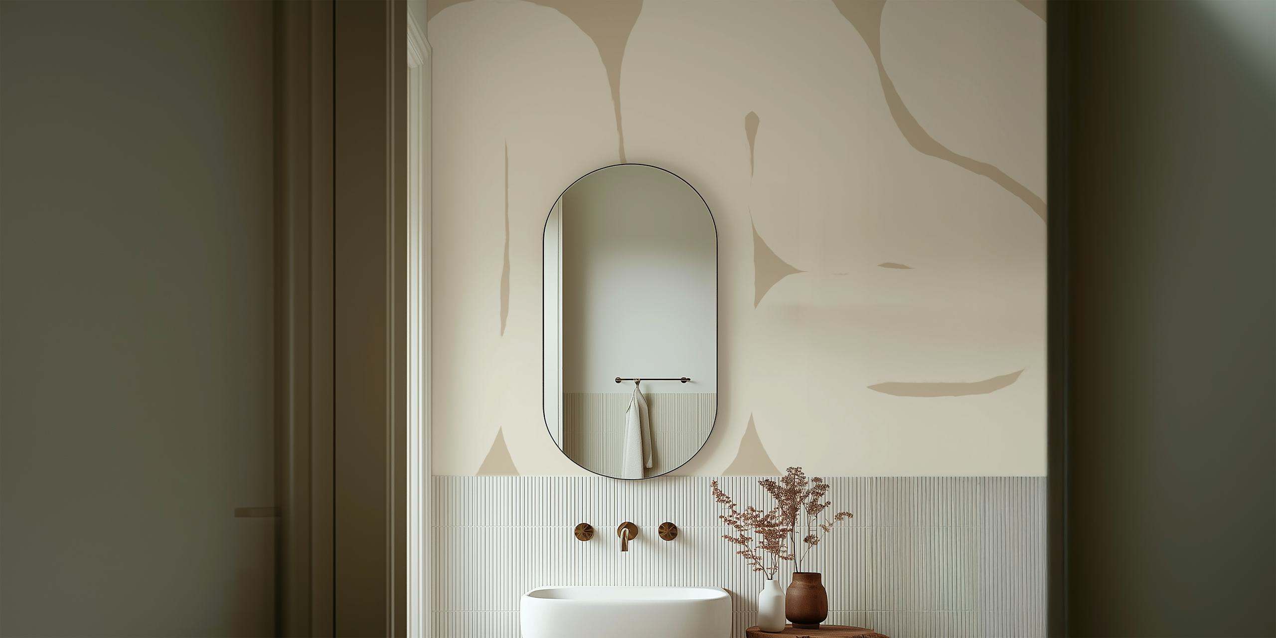 Calm Beige Flow wallpaper in a room