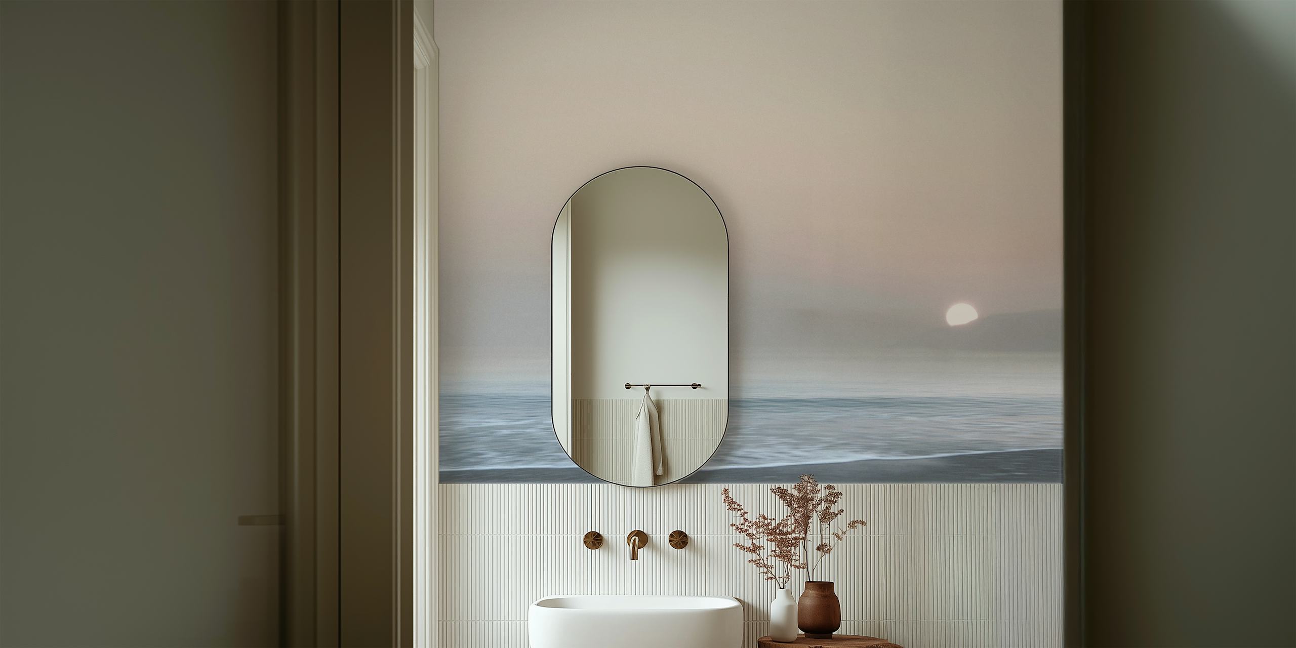 Hazy Morning Coast wallpaper in a room