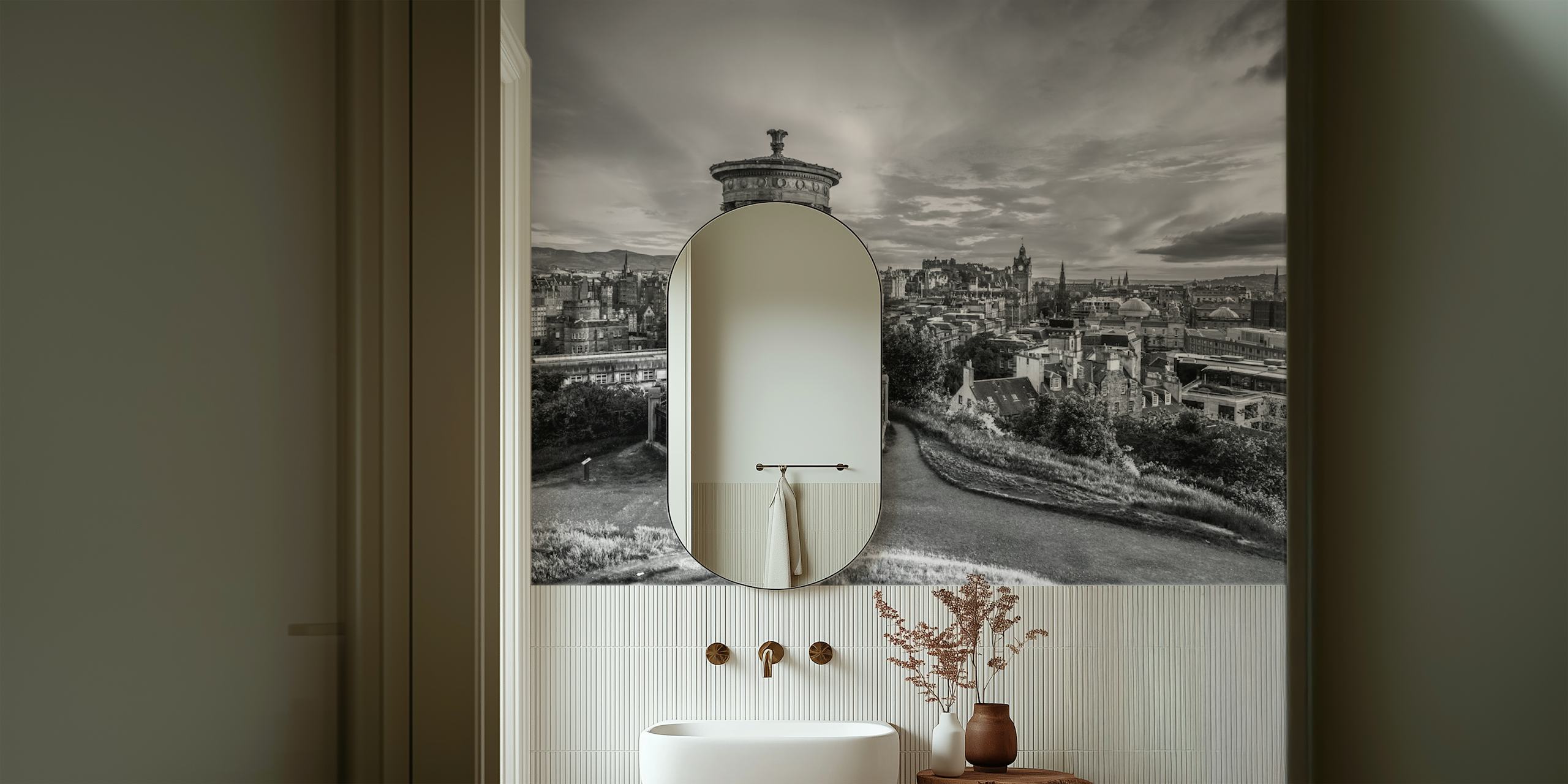 Classical City Charm papel de parede em um quarto