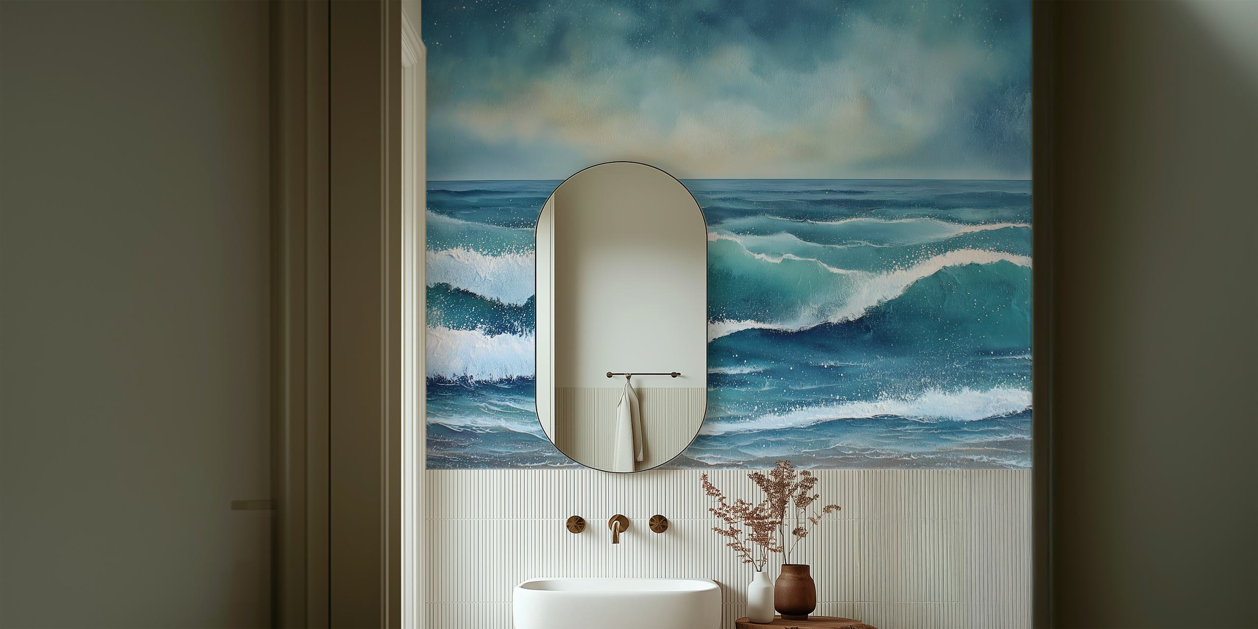 Papel pintado Serene Ocean Vibes en una habitación